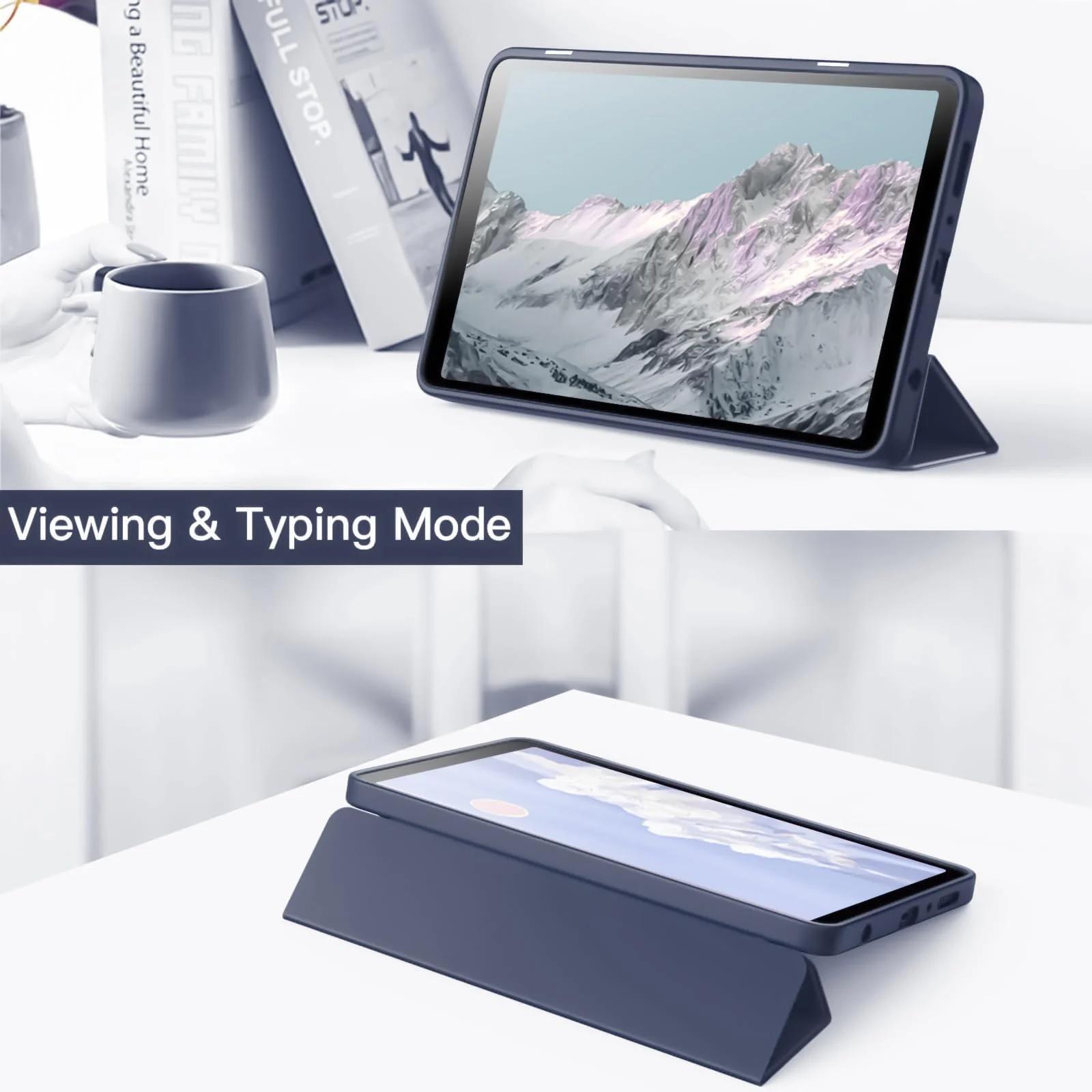 DL3 Mobilak Samsung Galaxy Tab A9+/ A9 Plus Case 11 inch 2023 (SM-X210/X216/X218) with Pen Holder, Soft TPU Back Trifold Stand Protective Smart Cover Flip, Auto Wake&Sleep - Dark Blue