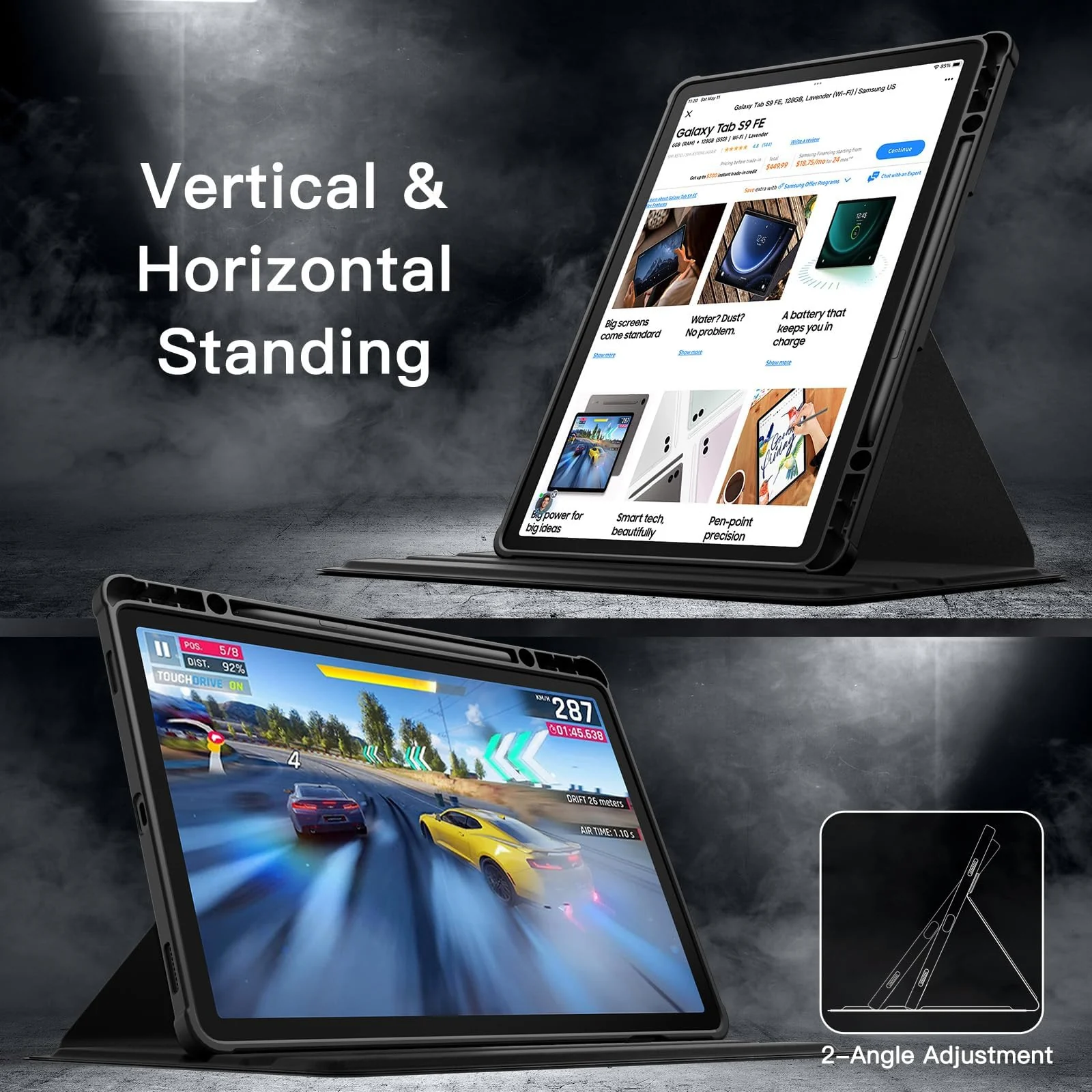 DL3 Mobilak Case for Xiaomi Redmi Pad Pro 12.1 Inch 2024/Xiaomi Poco Pad 12.1 Inch, 360° Rotation Multi-angle Stand Slim Cover PU leather + Transparent Acrylic case with Pen Holder Auto Wake/Sleep - Black