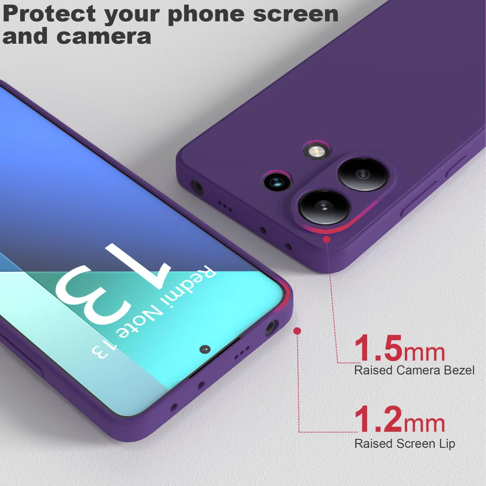 DL3 Mobilak Liquid Silicone Case for Xiaomi Redmi Note 13 4G, Shock-absorbing protection, Scratch-resistant surface, Soft microfiber lining - Purple