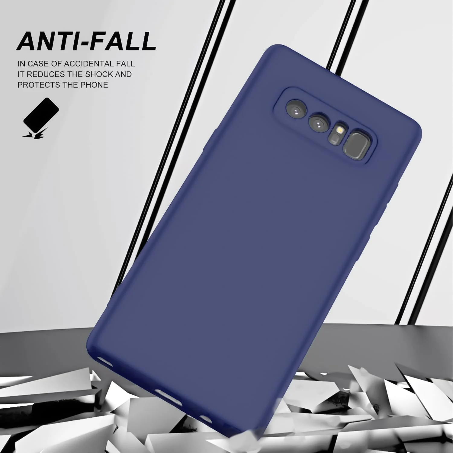 DL3 Mobilak Liquid Silicone Protective Case with Soft Microfiber Lining with Full Camera Protection for Samsung Galaxy Note 8 - Blue 2