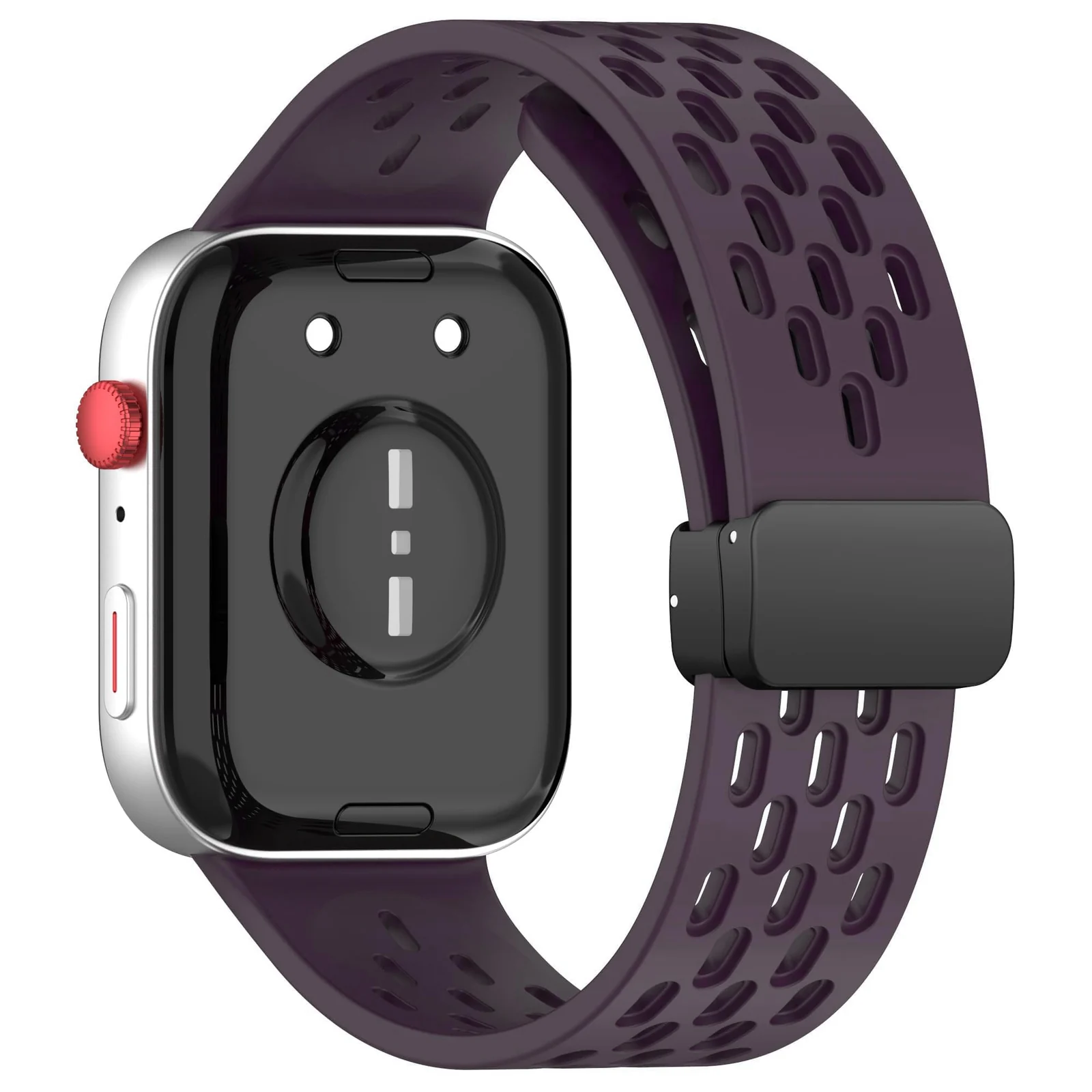 DL3 Mobilak Silicone Strap Compatible with Huawei Watch Fit 3/Fit 4/Fit 4 Pro Magnetic Metal Buckle Sport Silicone Breathable Strap for Men Women Band Quick Release Soft Replacment Wristband - Deep Purple
