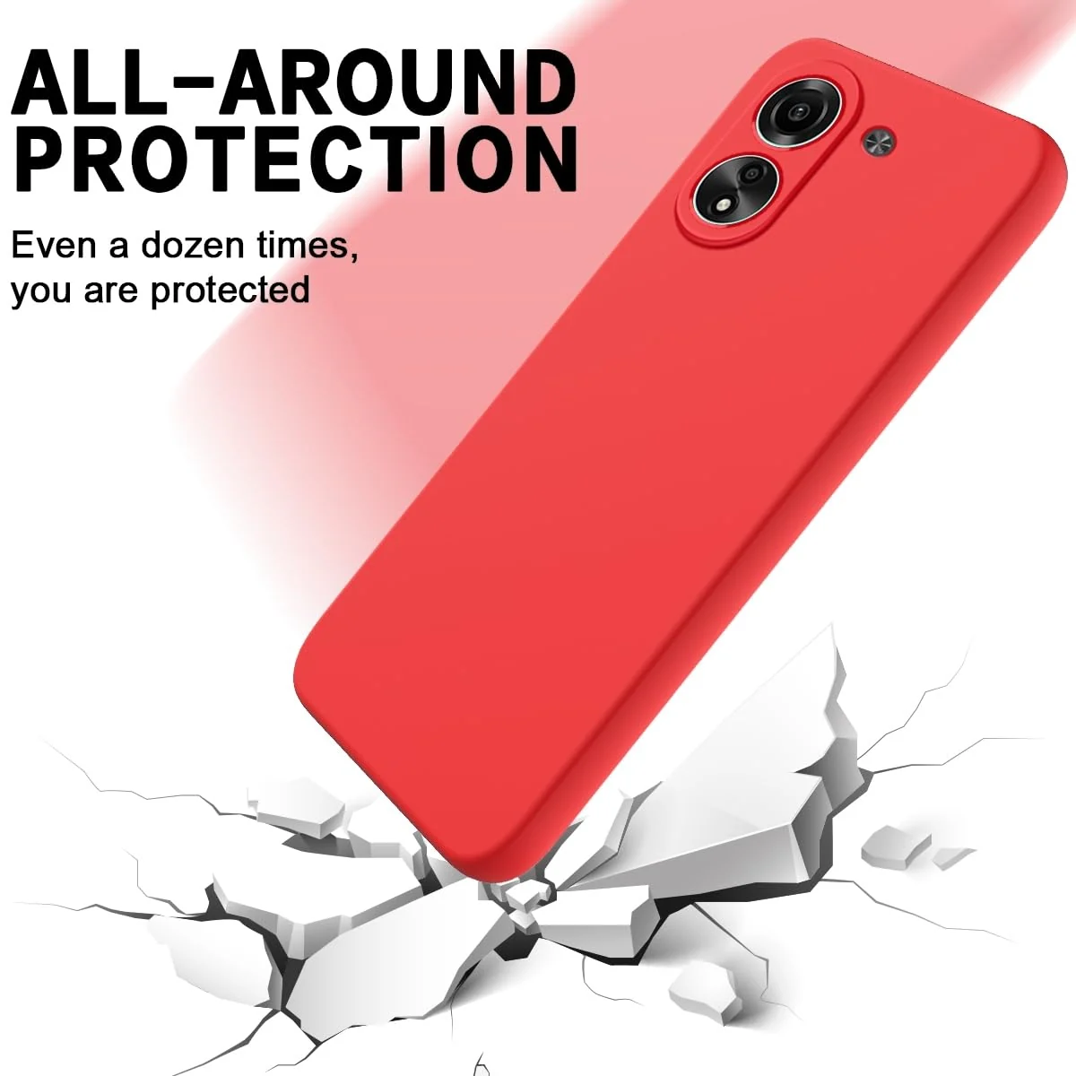 DL3 Mobilak Soft Silicone Protective Case for Xiaomi Redmi 13C with Microfiber Lining and Shockproof Design - Red