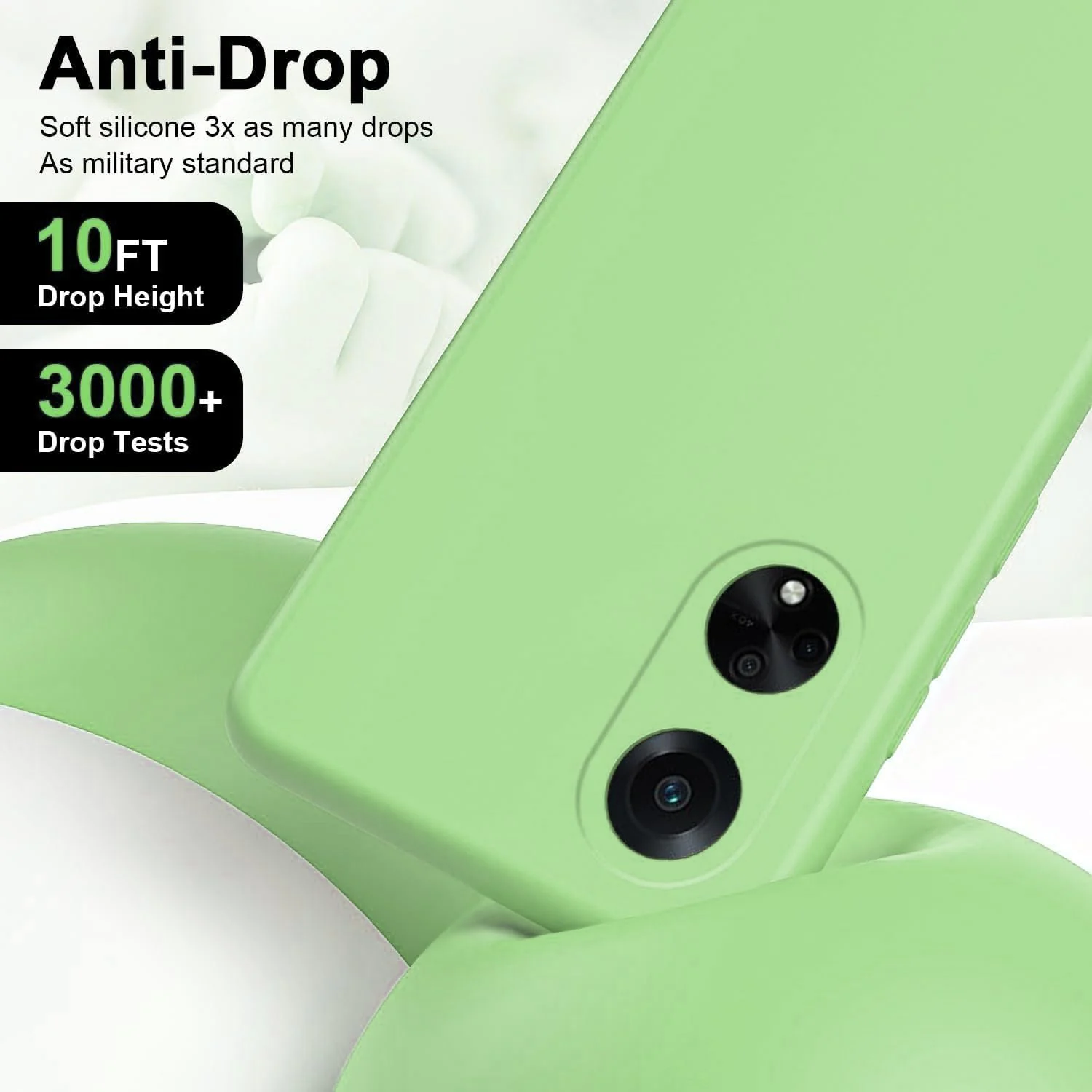 DL3 Mobilak Soft Silicone Protective Case for Huawei nova 10 SE with Microfiber Lining and Shockproof Design - Light Green