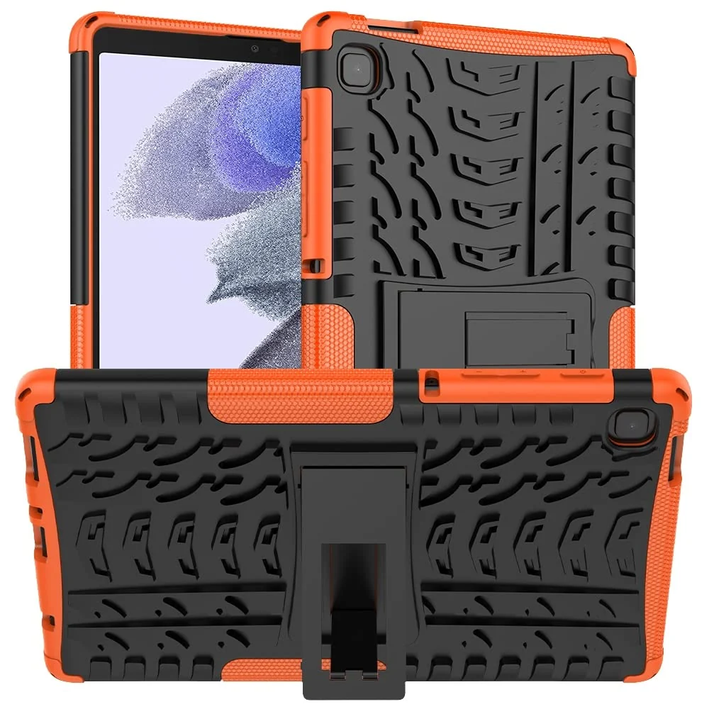 DL3 Mobilak Case For Samsung Galaxy Tab A7 Lite 8.7 Inch 2021 Model (SM-T220/T225/T227), Hybrid Rugged Armor Heavy Duty 2 in 1 TPU + PC Combo Dual Layer Shockproof Case with Kickstand - Orange