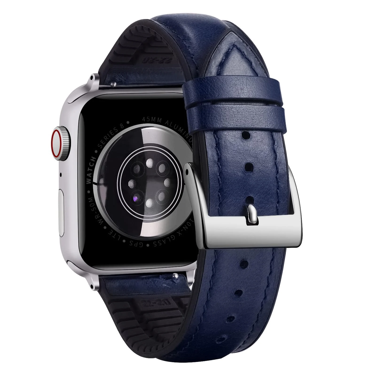 DL3 Mobilak Compatible with Apple Watch Band 49mm 46mm 45mm 44mm 42mm Leather Band Replacement Strap, Soft Leather Bracelet for iWatch Series 11 10 9 8 7 6 5 4 SE SE2 Ultra 3 2 1 - B.Blue