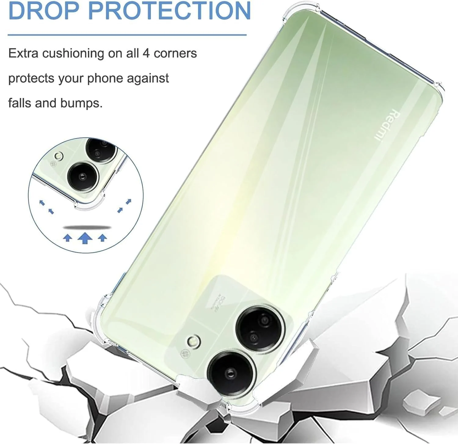 DL3 Mobilak Clear TPU Case for Xiaomi Redmi 13C 4G / Poco C65, Camera protection, Shock-absorbing protection, Non-slip grip - Clear