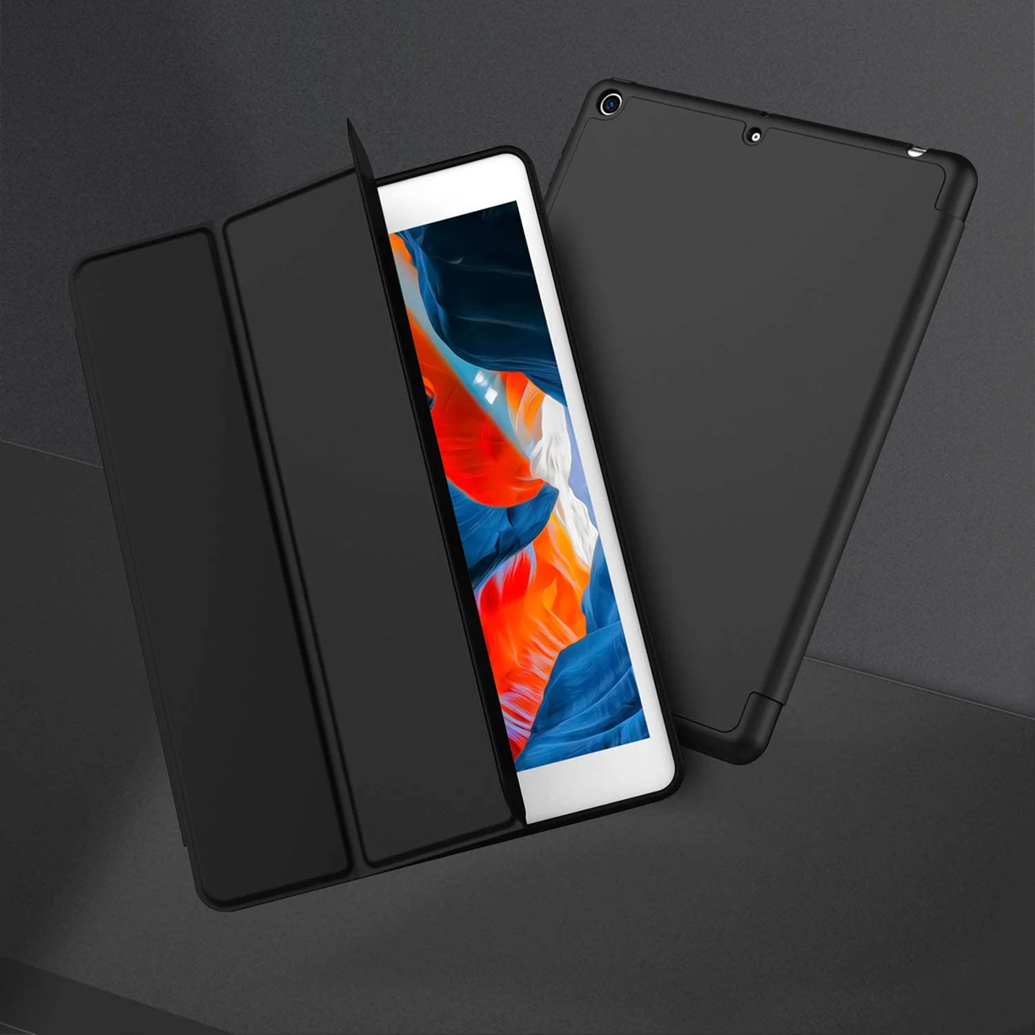 DL3 Mobilak iPad 9th/ 8th/ 7th Generation, Case for iPad 10.2-Inch 2021/2020/ 2019 with Pencil Holder, iPad 7th Gen 2019 Case with Soft Baby Skin Silicone Back, Auto Wake/Sleep Cover - Black
