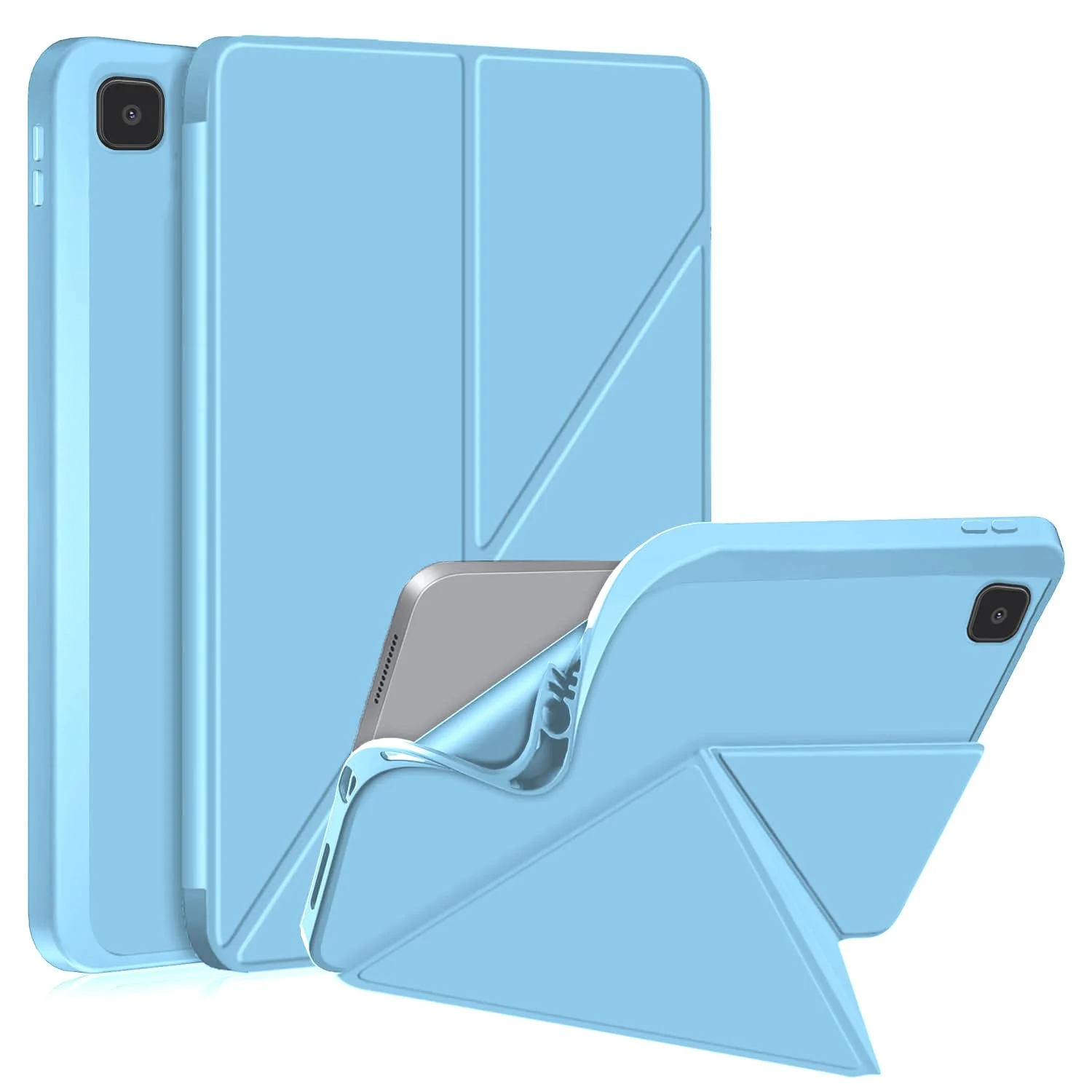 DL3 Mobilak Compatible with iPad 10.2-Inch (9th/8th/7th Generation, 2021/2020/2019) Case, Smart Stand, Pencil Holder, Shockproof Slim Lightweight Leather Cover, Modern Abstract Design - Sky Blue
