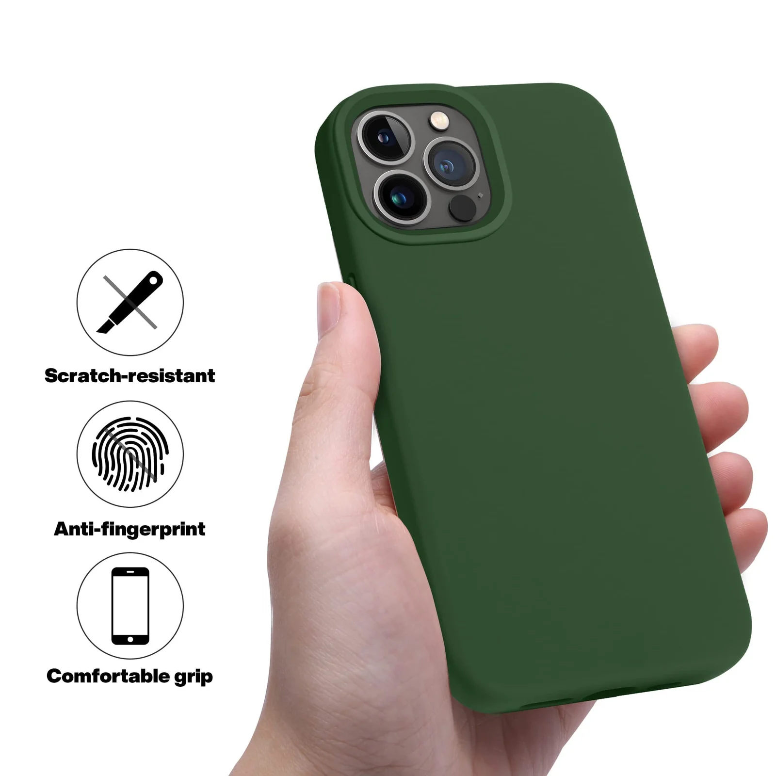 DL3 Mobilak Liquid Silicone Protective Case with Soft Microfiber Lining for iPhone 12 Pro Max (6.7 Inch) - Clover