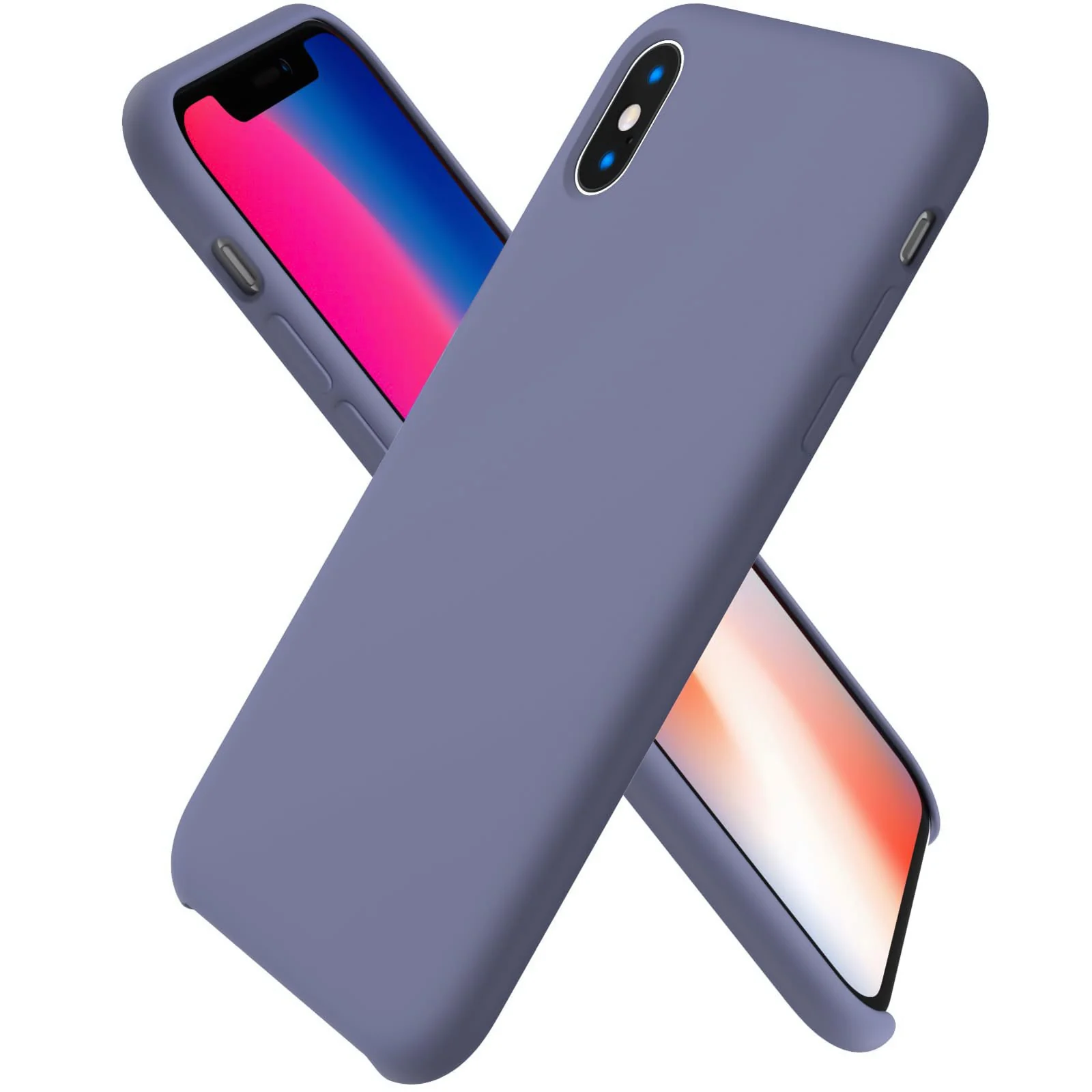 DL3 Mobilak Liquid Silicone Protective Case for iPhone X / iPhone XS with Camera Protection and Microfiber Lining - Lavender Grey