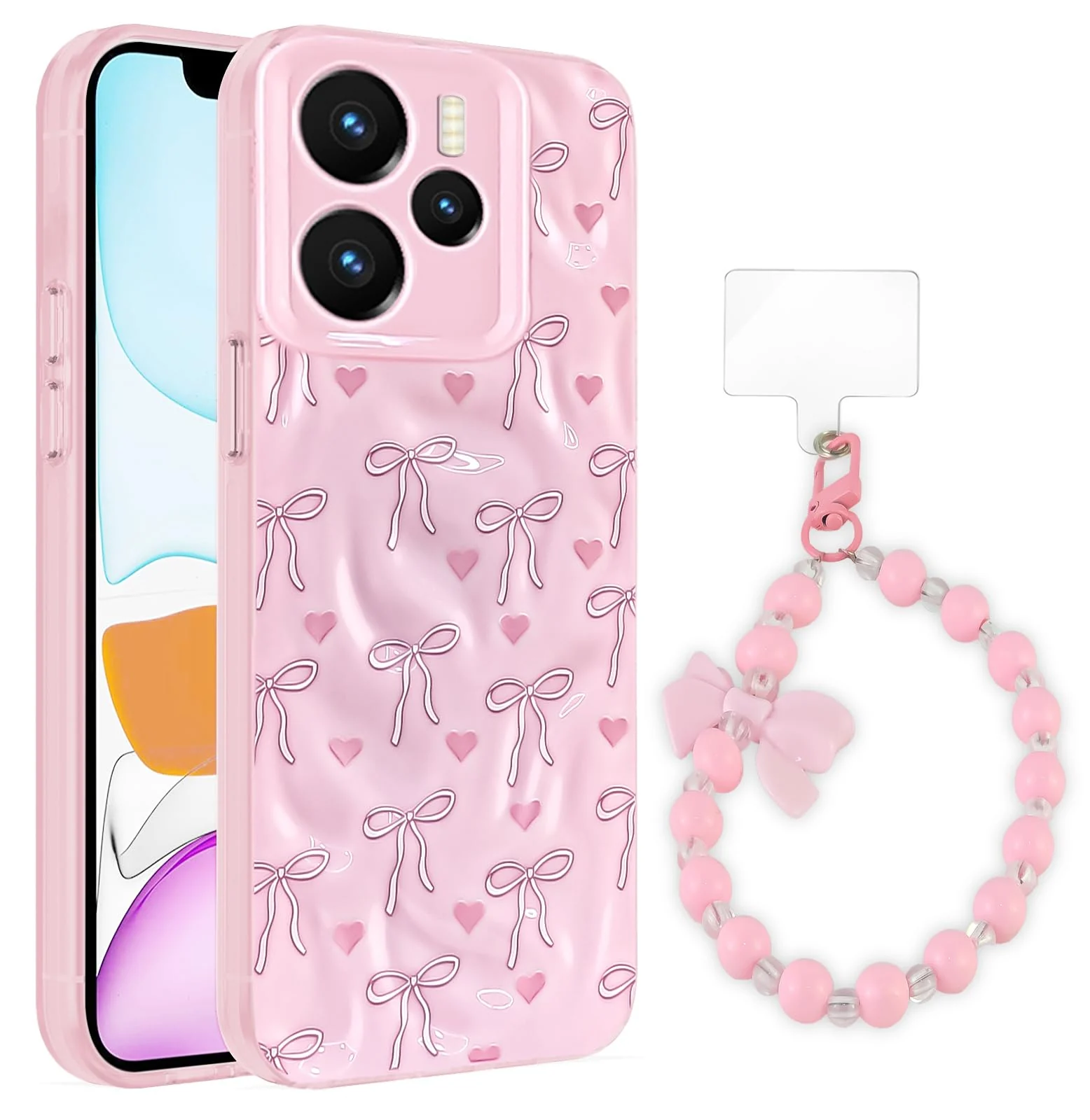 Dl3 Mobilak Case Compatible with Redmi Note 14 4G (Not 5G), Cute Printed Soft TPU Phone Cover with Beaded Wrist Strap, Shockproof Camera Protection, Slim Protective Case for Women & Girls - Style 1