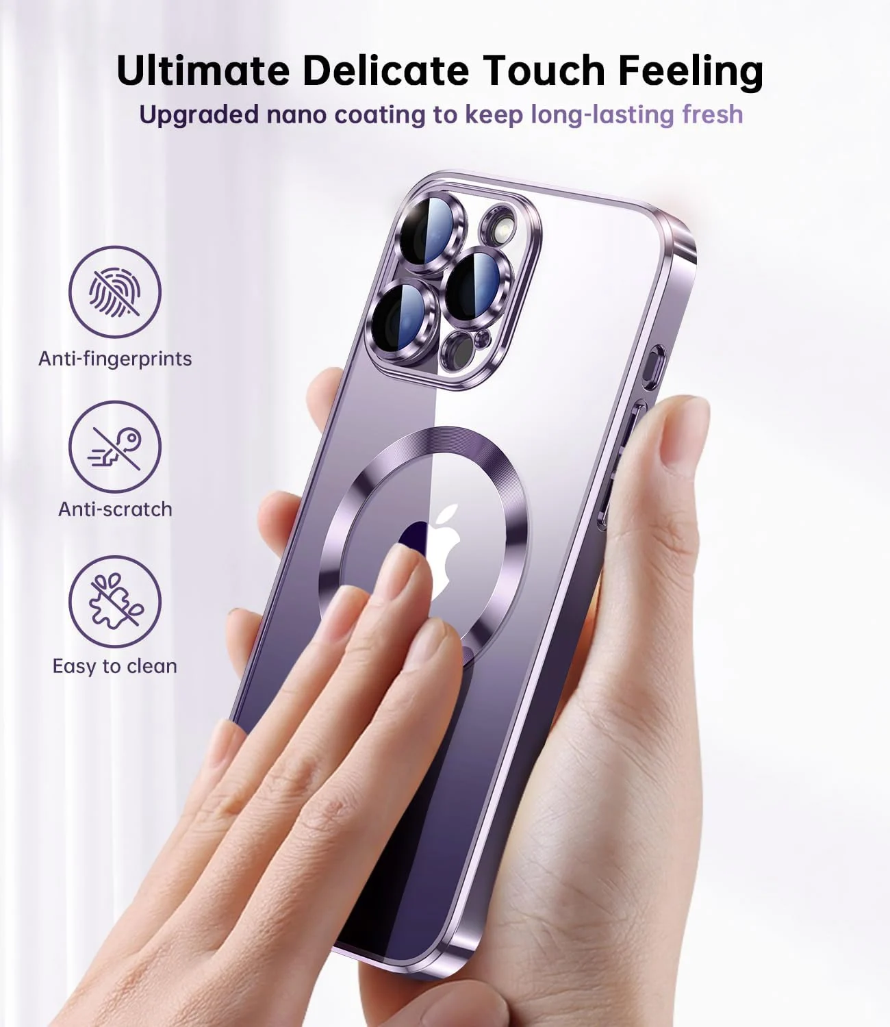 DL3 MOBILAK MagSafe Phone Case with Camera Lens Protector for Apple iPhone 14 Pro Max, Deep Purple