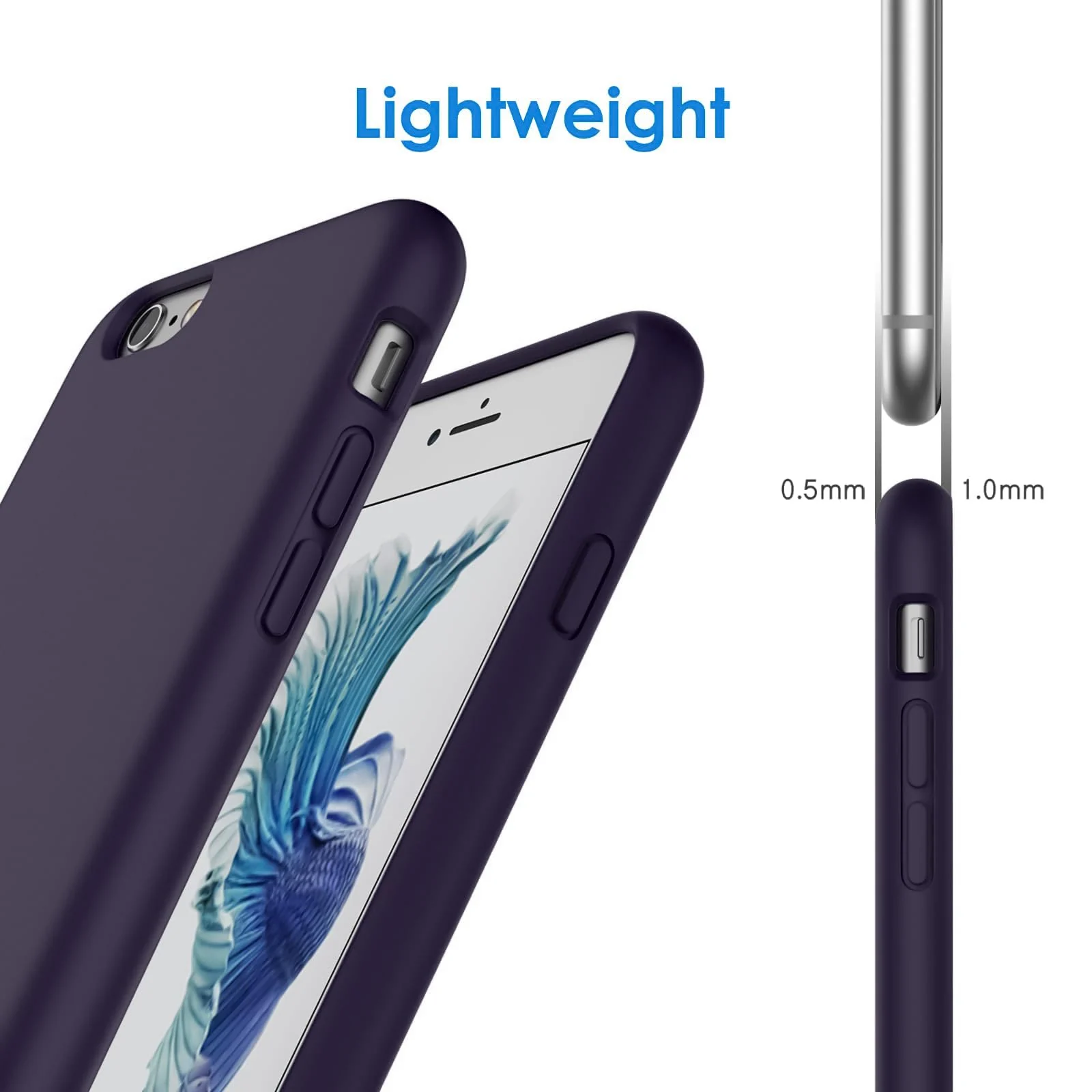 DL3 Mobilak Compatible with iPhone 6 Plus / 6S Plus Case, Liquid Silicone Case, Full Body Protective Cover, Shockproof, Slim Phone Case, Anti-Scratch Soft Microfiber Lining - Deep Purple