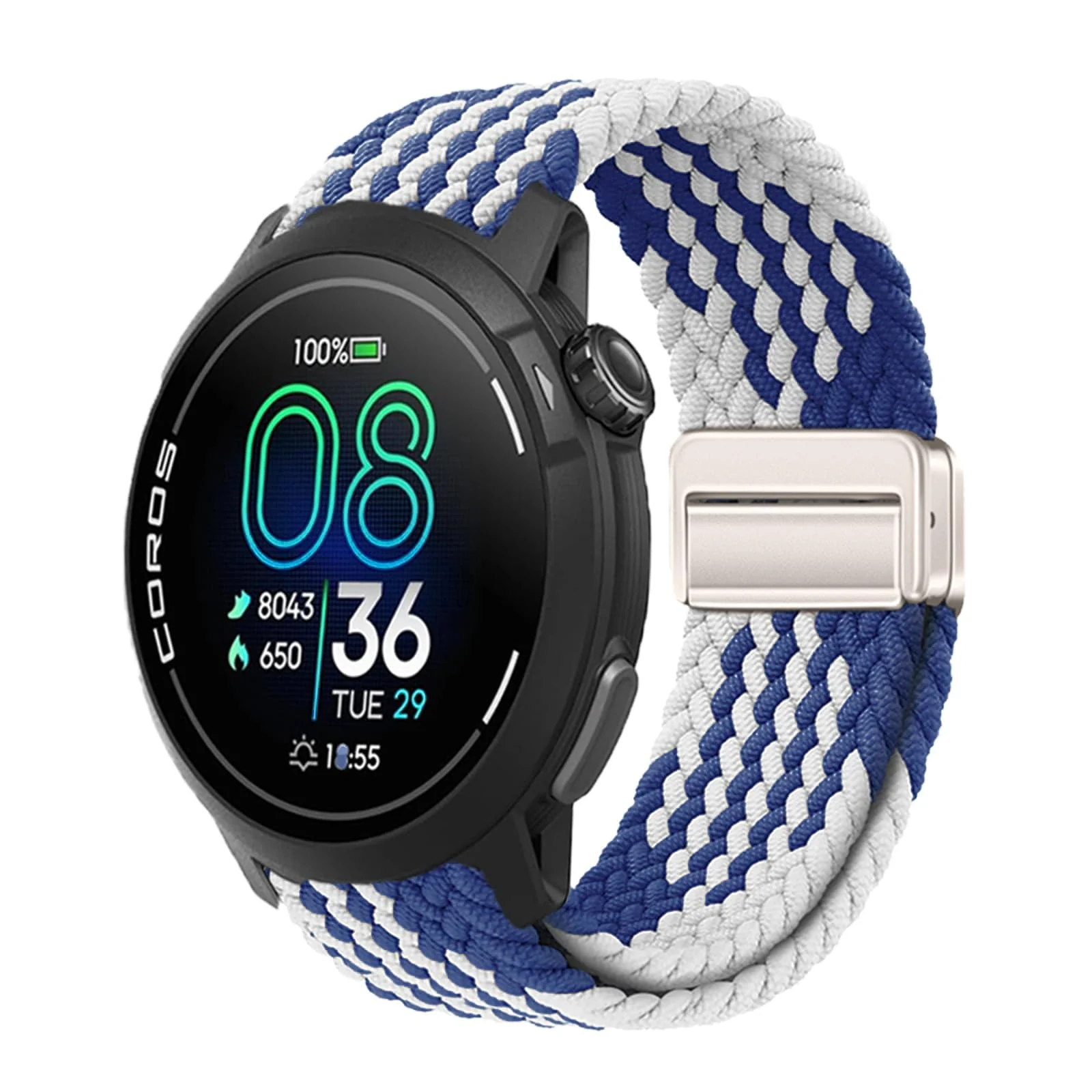 DL3 Mobilak 22mm Magnetic Band for Redmi Watch 5 Active/5 Lite/Samsung Galaxy Watch 3 45mm/Watch 46mm/Gear S3/Huawei watch GT6 GT5 46MM/GT2E/GT6 Pro/GT 5 Pro/Amazfit GTR 4/3, Stretchy Braided Nylon Sport Strap - Blue-white