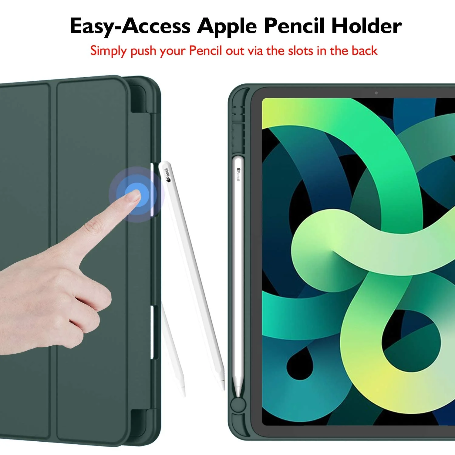 DL3 Mobilak iPad Air 11-Inch M2 (2024), iPad Air 5/4 (2022/2020 5th/4th 10.9-Inch) Case with Pencil Holder Full Body Protection + Charging Support Compatible with Apple Pencil (2nd generation) and - Green