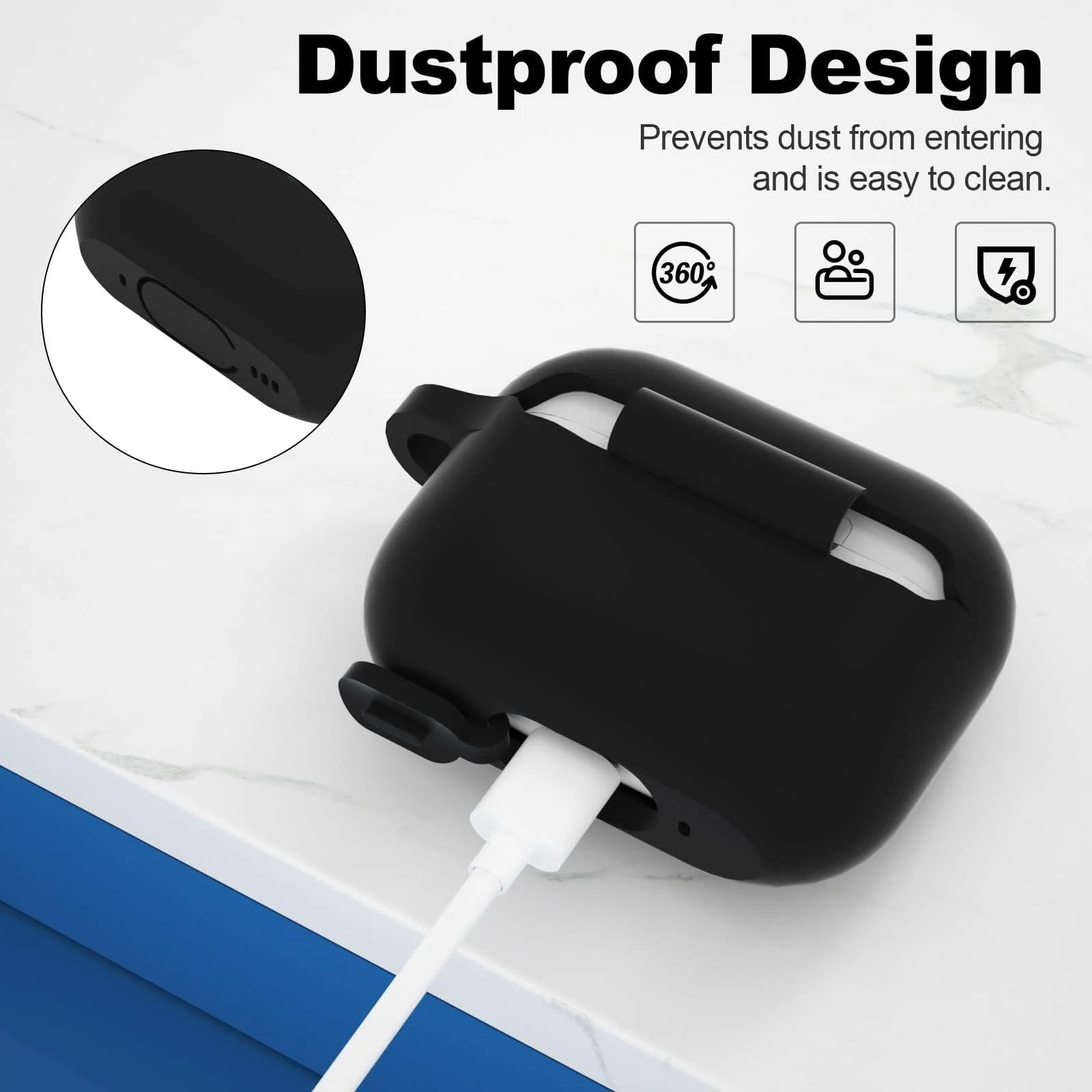 DL3 Mobilak Compatible with AirPods Pro 3 (2025) Generation Case Cover, Protective Silicone Skin with Keychain for Women Men for Apple AirPods Pro Gen 3 (2025), Front LED Visible - Black