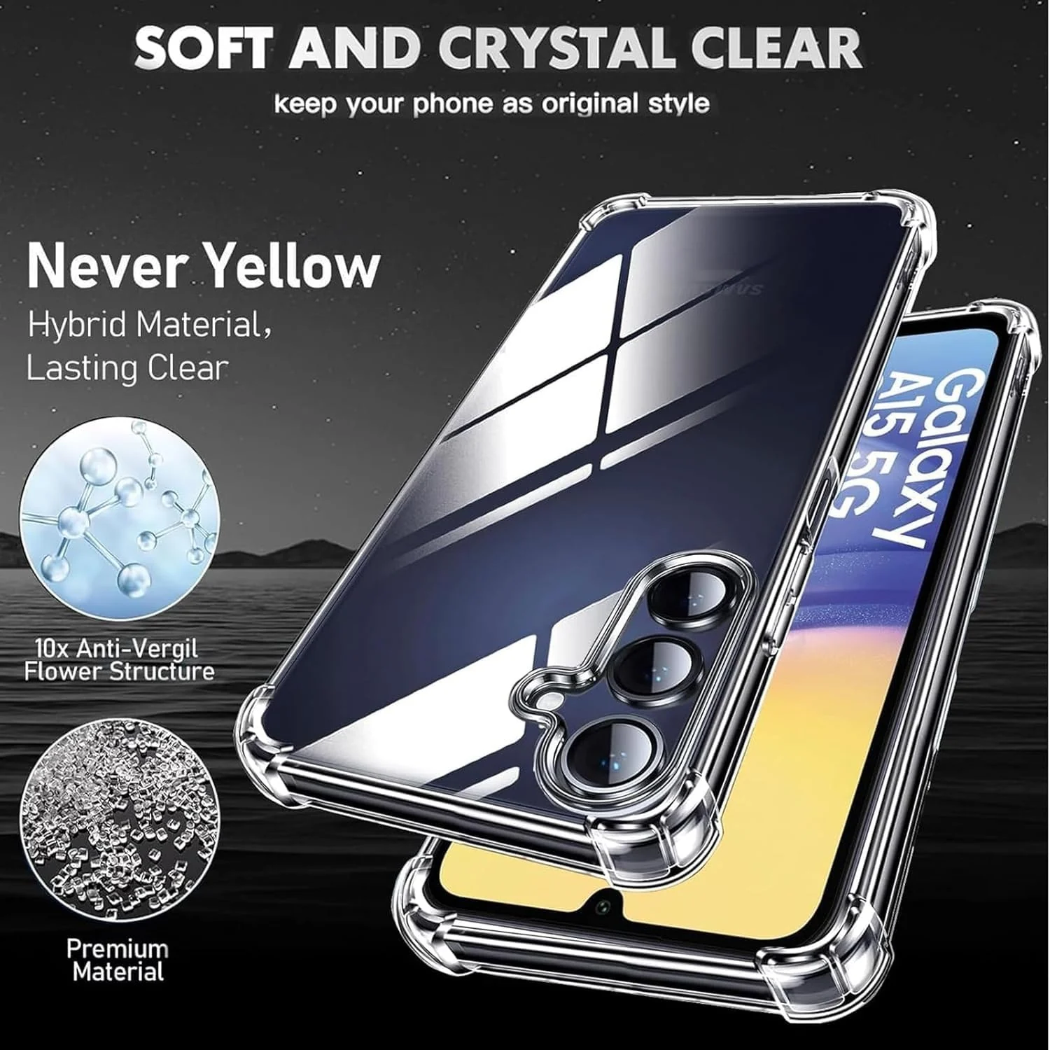 DL3 MOBILAK Case Compatible with Samsung Galaxy A16, Cover SiliconeTransparent TPU Gorilla Anti-shock Protector Camera Shockproof Corners - Clear