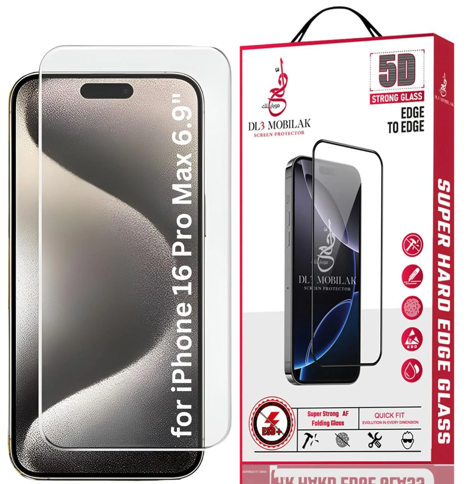 DL3 Mobilak for iPhone 16 Pro Max 6.9-Inch Tempered Glass Screen Protector, 9H Hardness Anti-Scratch Tempered Glass flim, Case Friendly, Anti-Scratch For - Clear