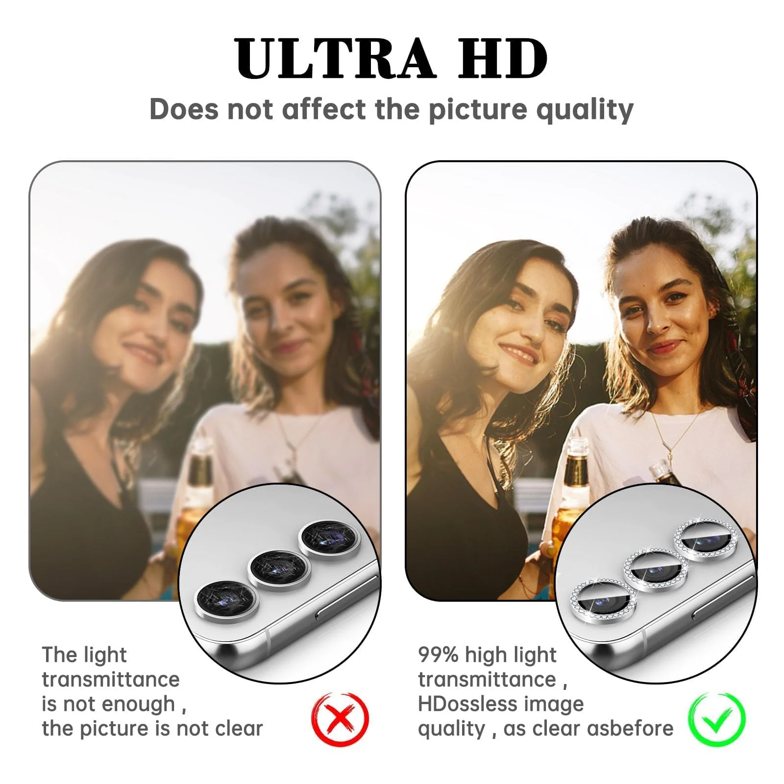 DL3 Mobilak Camera Lens Protector for Tecno Camon 40/Camon 40 Pro Accessories, 9H Tempered Glass Metal Individual Ring Camera Cover Screen Protector, Case Friendly, Anti Scratch - Diamond Silver