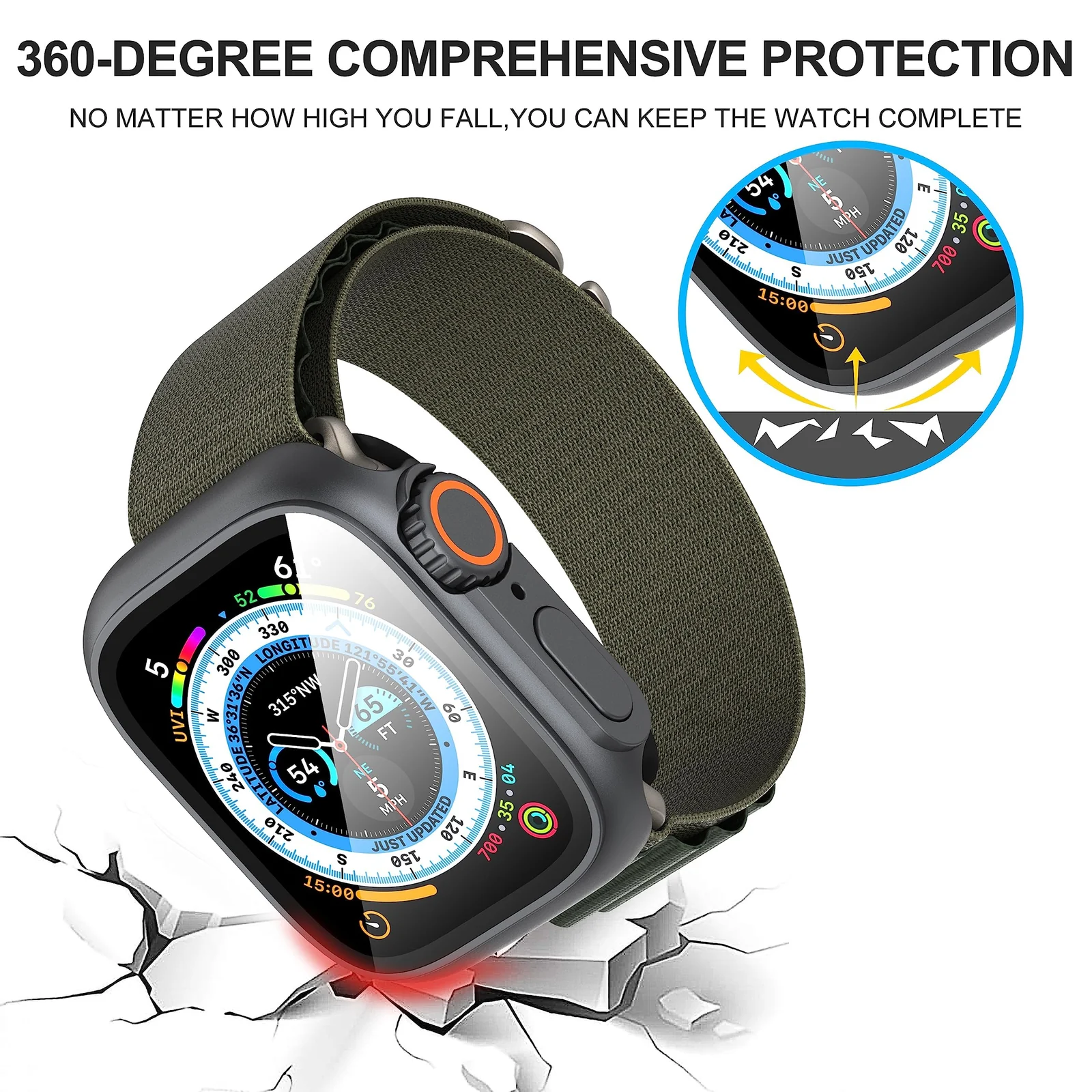 DL3 Mobilak for Apple Watch 45mm Screen Protector Case, [Looks Like Ultra Protector Case] Built-in Tempered Glass Screen Unique Design Case Cover for iWatch 45mm Series 9 8 7 - Original Black
