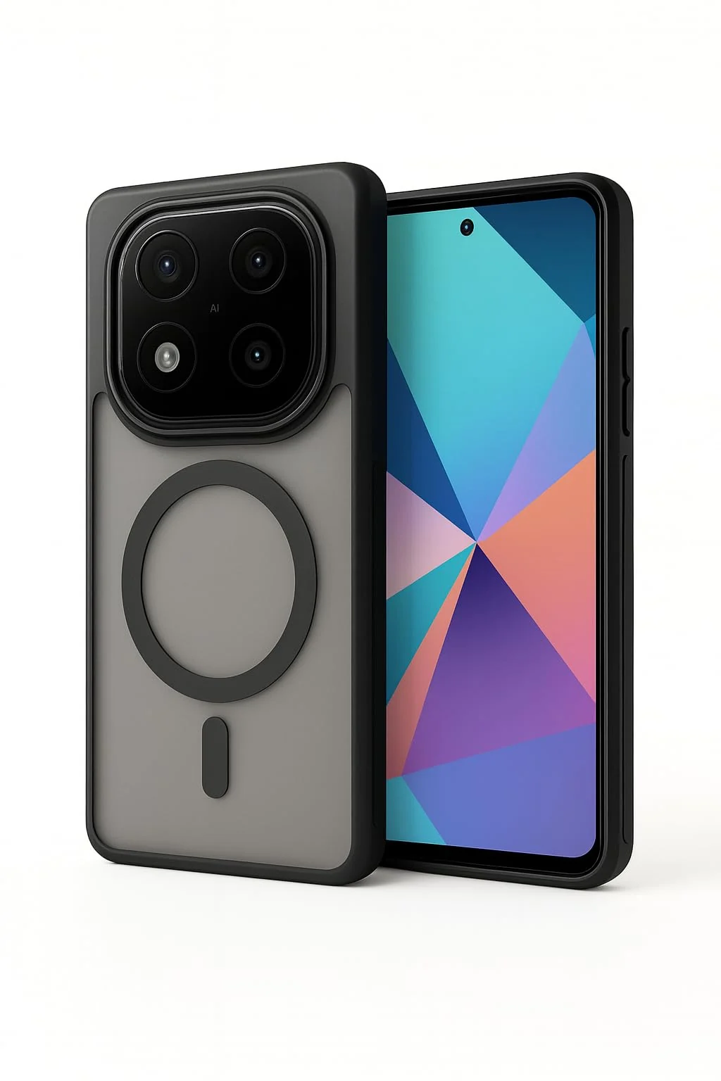 DL3 Mobilak Dl3 Mobailk Xiaomi Redmi Note 14 Pro 4G/5G/Redmi Note 14 Pro+ Plus 5G/Poco X7 5G Case, Slim Frosted Cover with Decorative (Not Compatible With MagSafe), Anti-Scratch, Full Protection - Black
