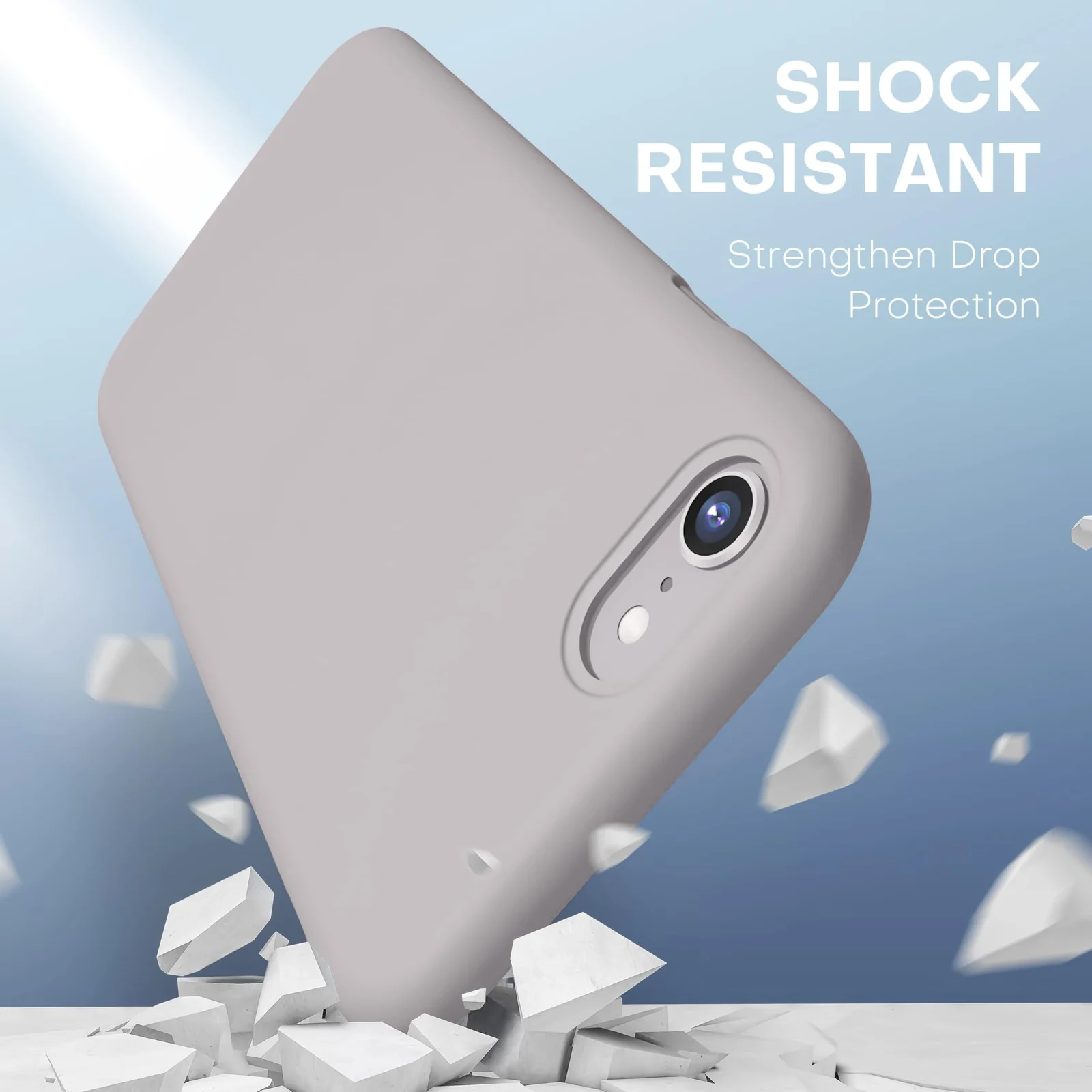 DL3 Mobilak Liquid Silicone Protective Case for iPhone SE 2022, SE 2020, iPhone 7, iPhone 8 with Camera Protection and Microfiber Lining - A Stone