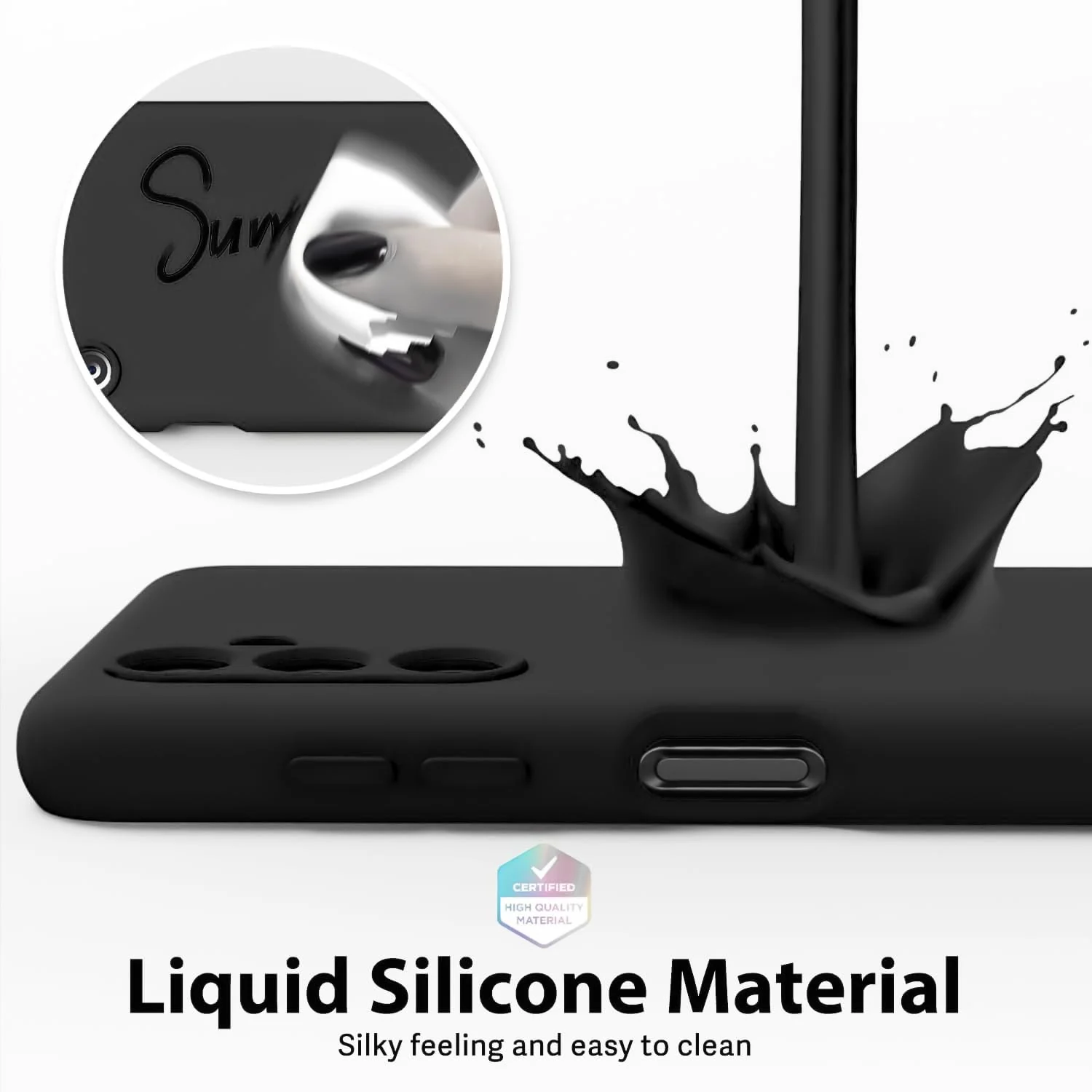 DL3 Mobilak Soft Silicone Protective Case for Samsung Galaxy A15 with Microfiber Lining and Shockproof Design - Black