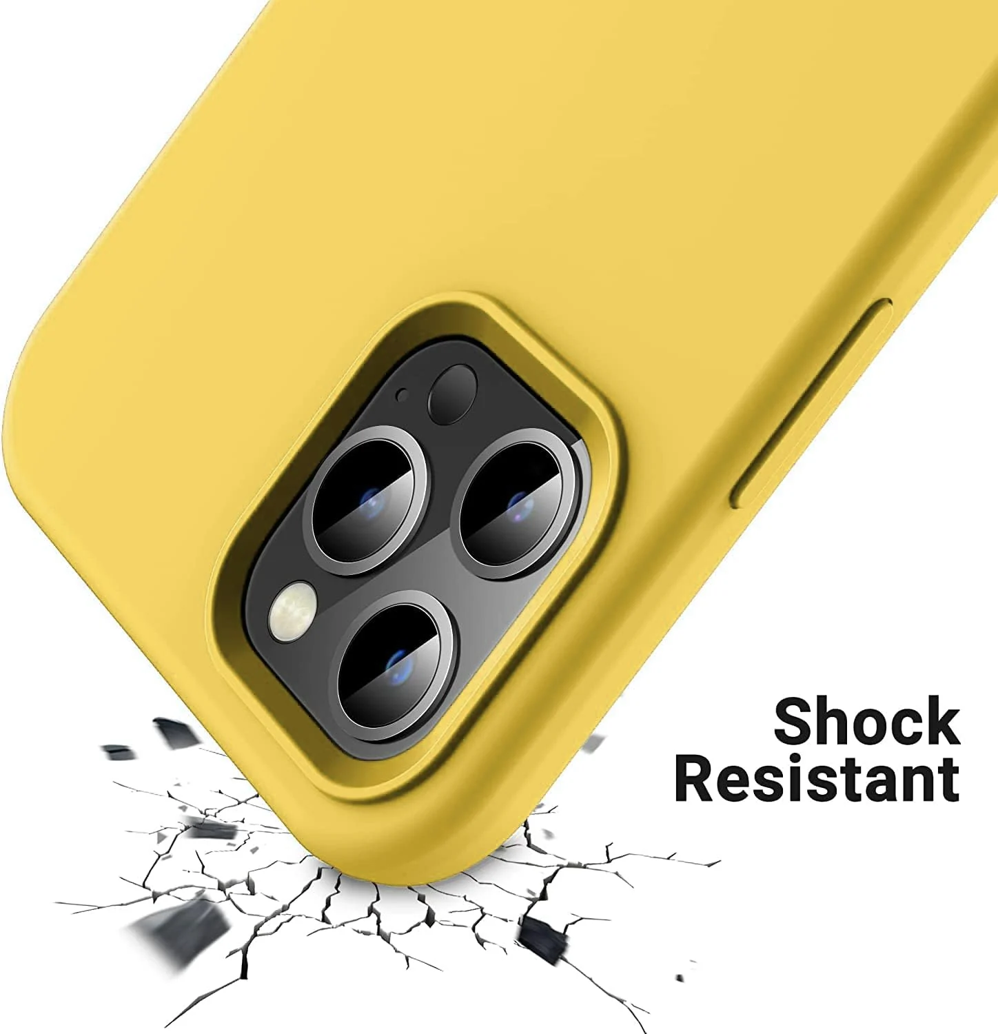DL3 Mobilak Liquid Silicone Case for iPhone 15 Pro Max, Supports wireless charging, Shock-absorbing protection, Scratch-resistant surface - Yellow