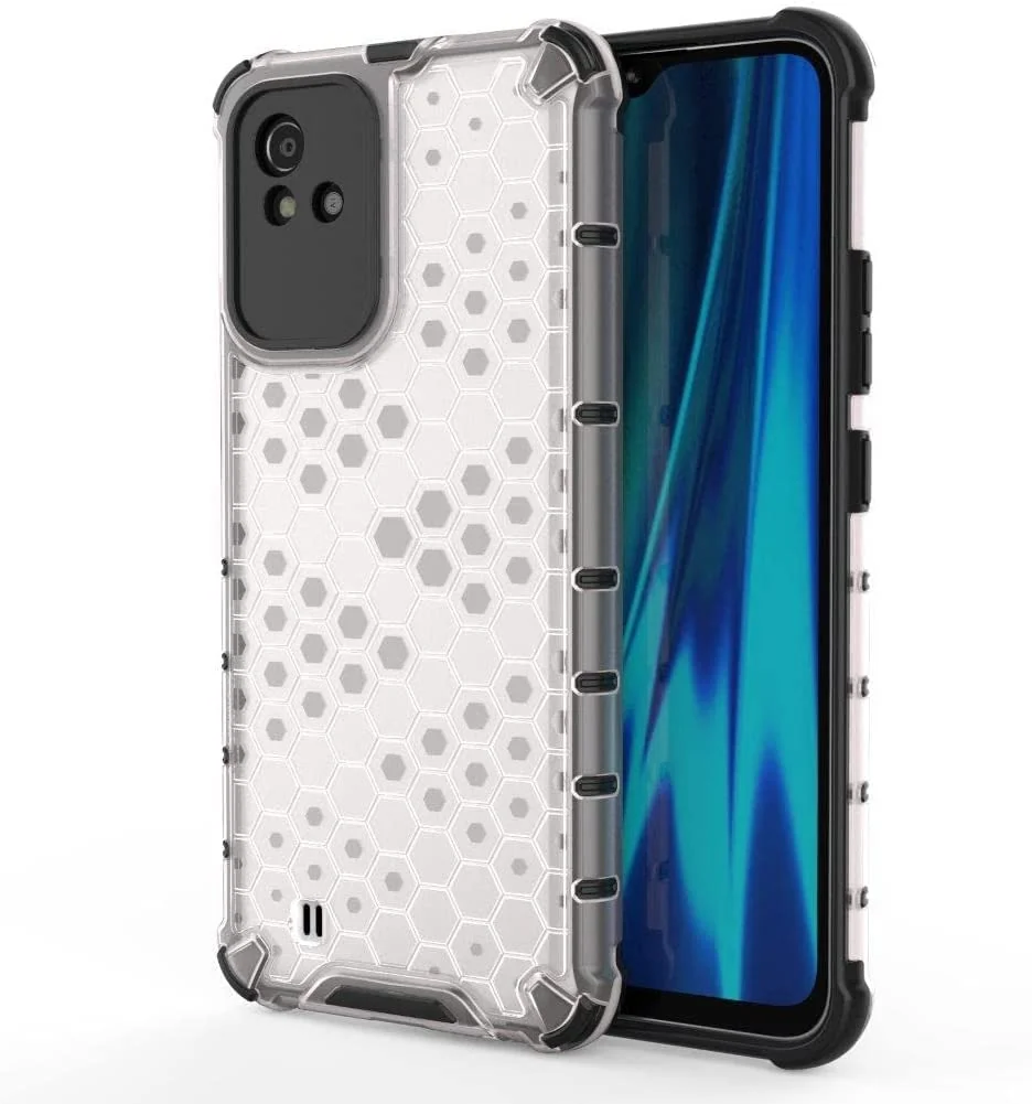 DL3 Mobilak Honeycomb Protective Case for realme C30 / realme Narzo 50i, Shock-absorbing protection, Transparent design, Slim, lightweight profile - Black