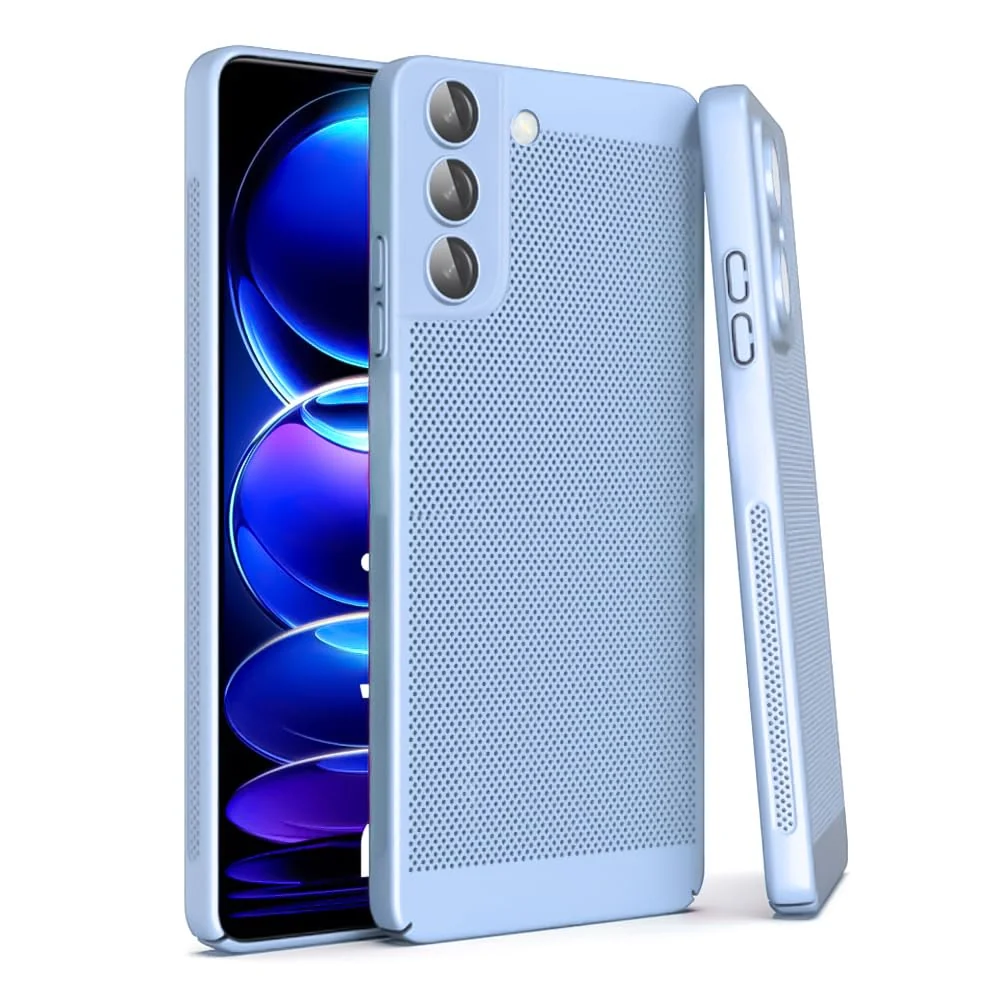 DL3 Mobilak PC Protective Case for Samsung Galaxy S21 FE 5G, Supports wireless charging, Camera protection, Shock-absorbing protection - Baby Blue