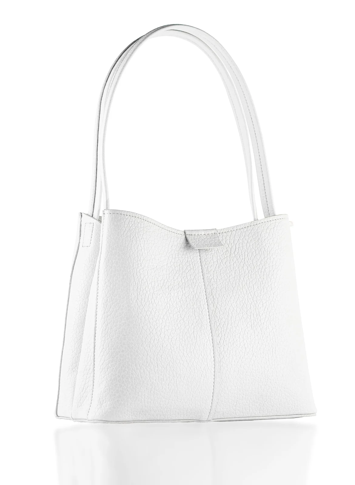 Mobigon Premium Women’s Handbag with Pebbled PU Leather, Elegant Top-Handle Design, 3 Organized Compartments, Zippered Center with Inner Pockets & Magnetic Closures for Work & Daily Use - White