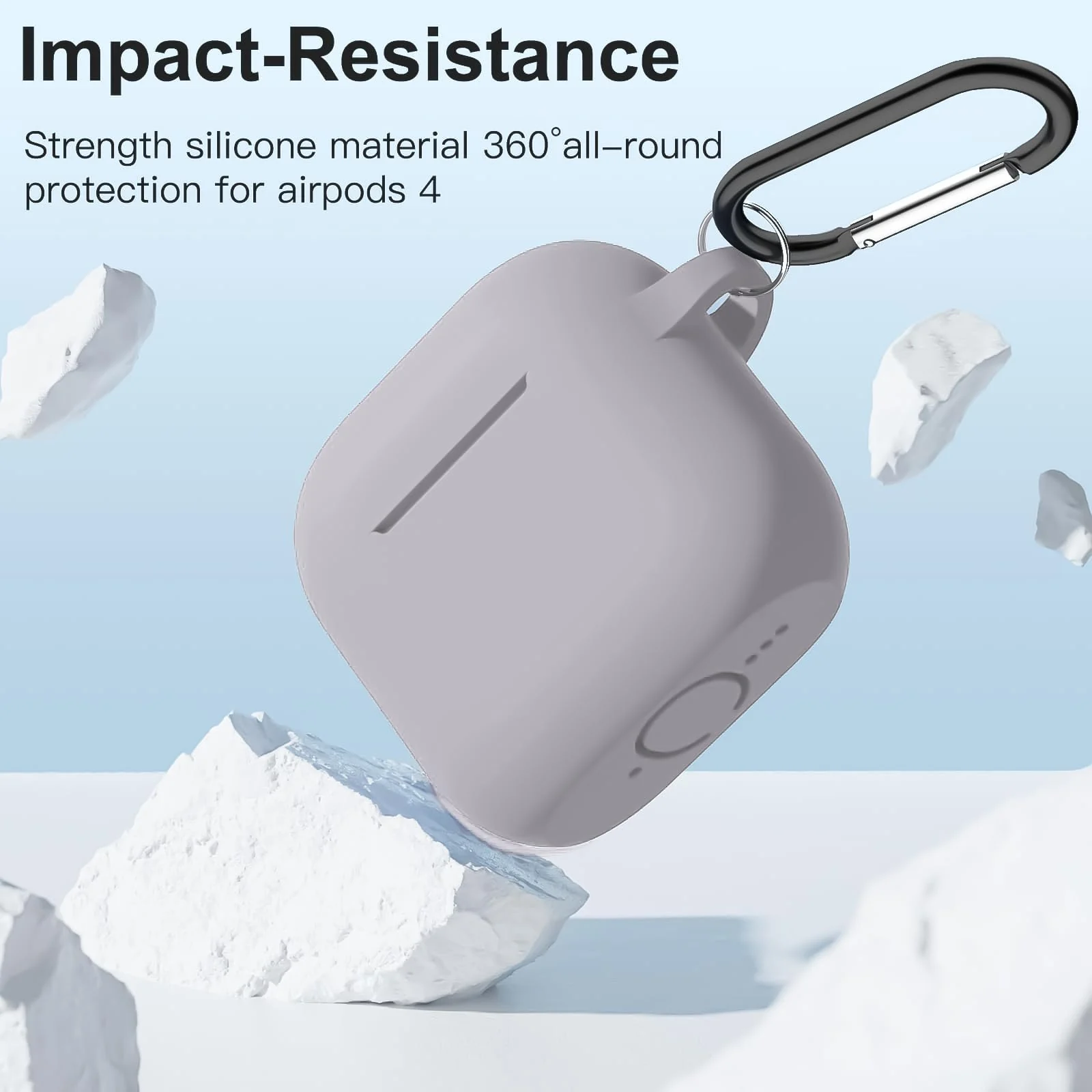 DL3 Mobilak Compatible with AirPods 4 Case (2024), Soft Silicone Full Protective Case Cover with Keychain, For Apple AirPods 4th Generation for Women Men - Stone