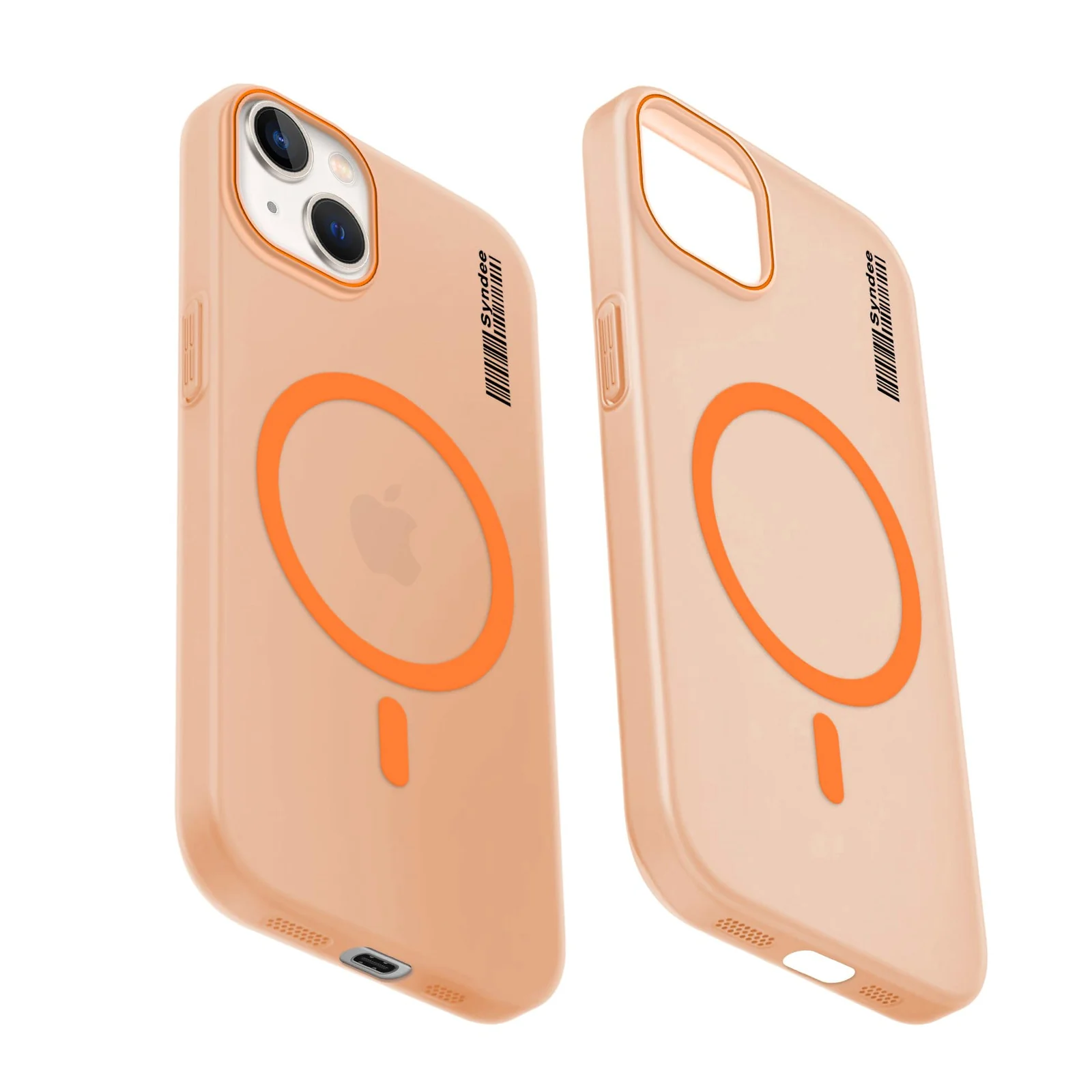DL3 Mobilak Matte MagSafe-Compatible Magnetic Case for iPhone 15 6.1 Inch with Camera Protection and Ring Holder - Orange