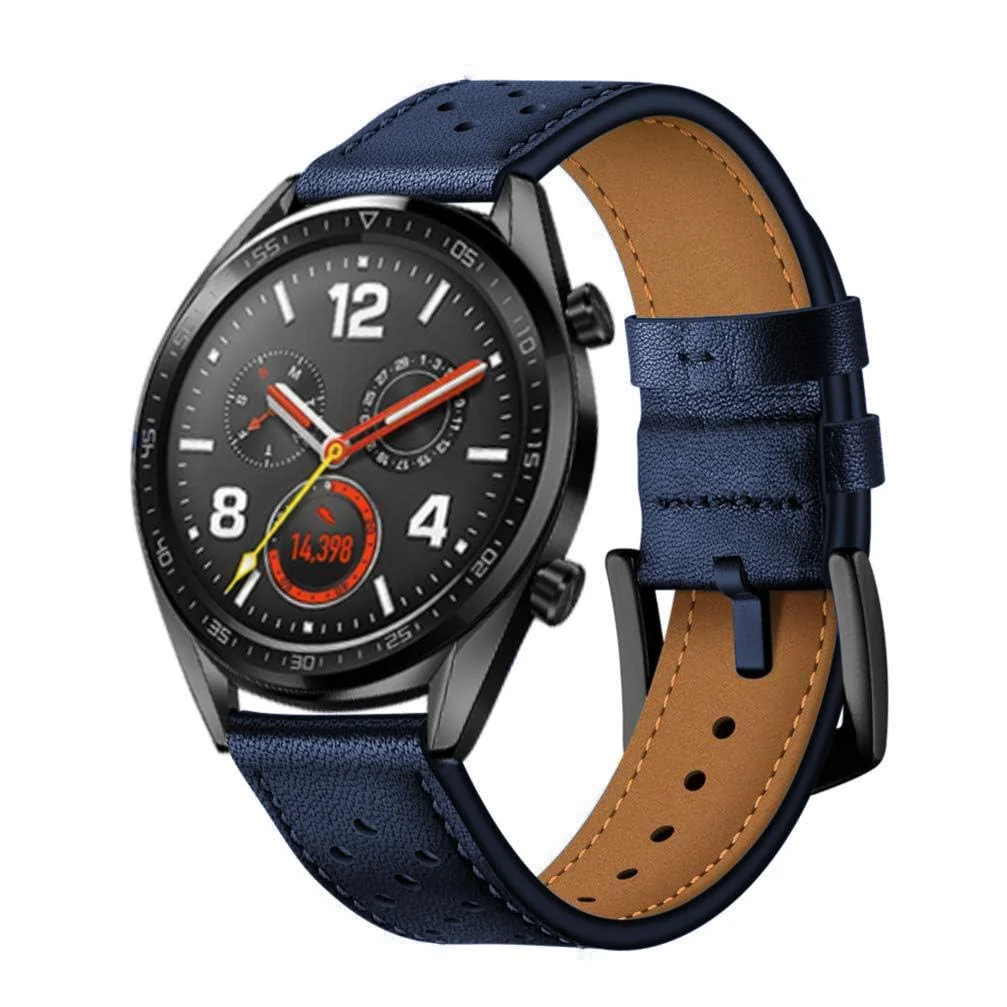 DL3 Mobilak Strap Leather 22MM Band For Samsung Galaxy Watch 3 45mm/Watch 46mm/Gear S3/Huawei watch GT5 GT4 GT3 46MM/Watch 4/3/GT2E/GT2 Pro/GT 3 Pro/GT5 Pro/GT GT2 46MM/Amazfit GTR 4/3/3 Pro/2/2e - A.Blue
