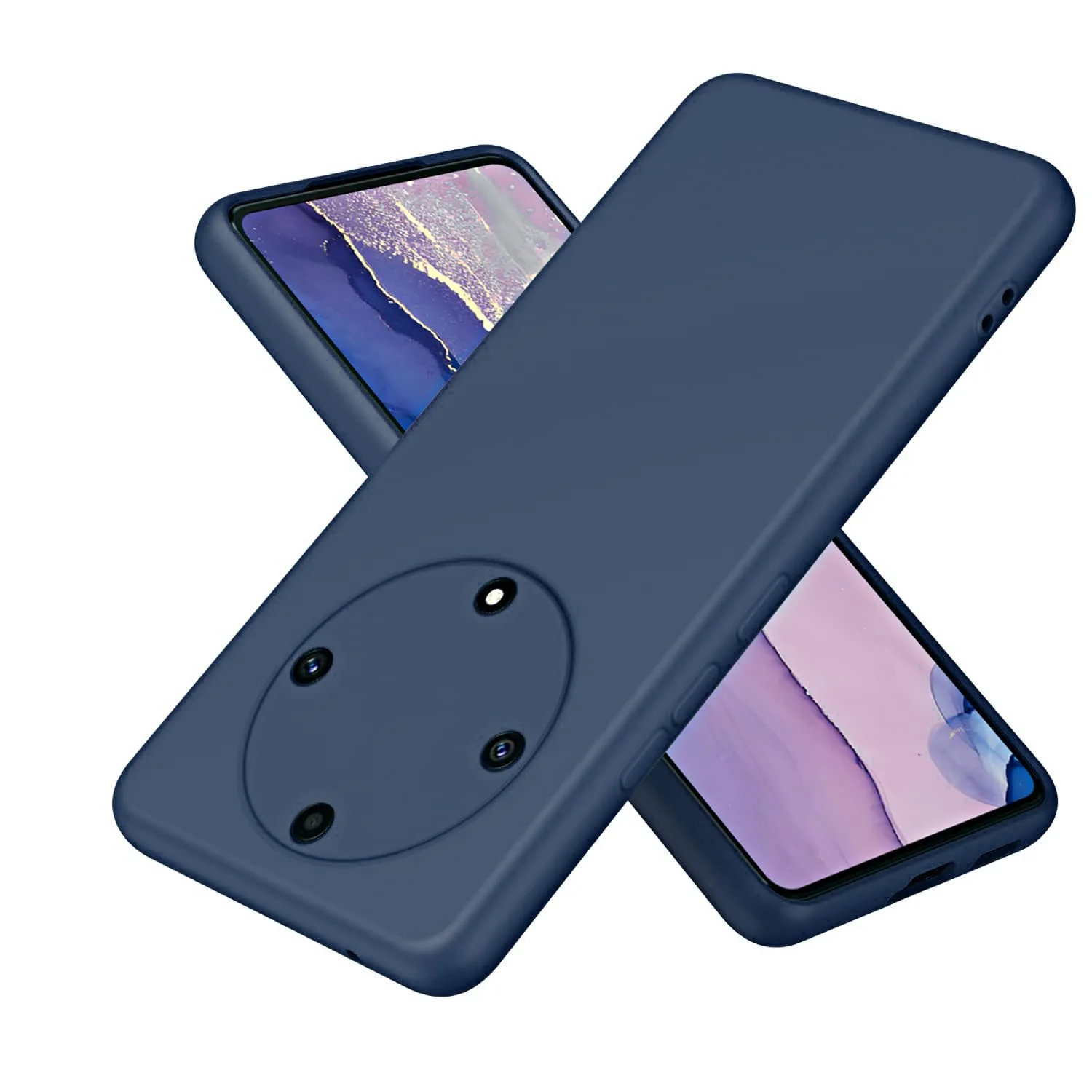 DL3 Mobilak Soft Silicone Protective Case for Honor X9b with Microfiber Lining and Shockproof Design - Dark Blue