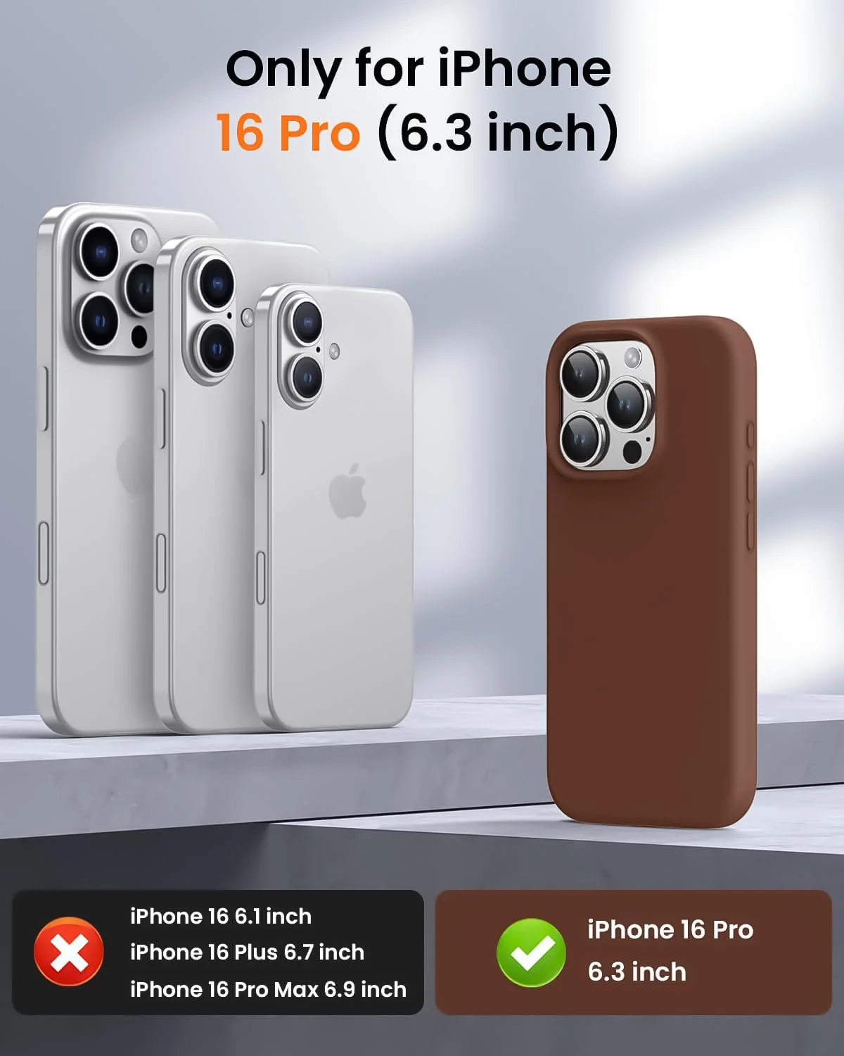 DL3 Mobilak Liquid Silicone Protective Case with Soft Microfiber Lining for iPhone 16 Pro - Brown