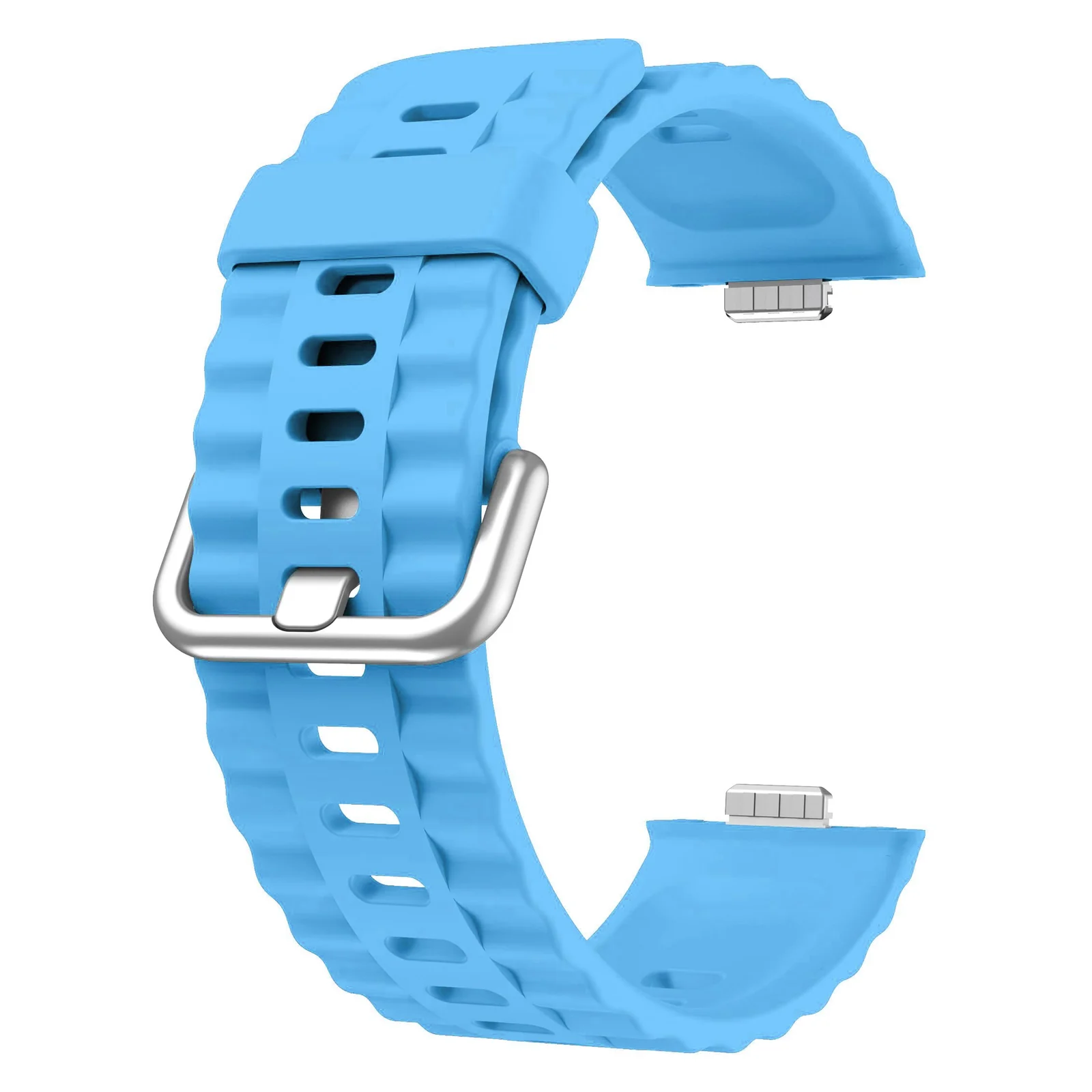 DL3 Mobilak Wavy Texture Sports Wristbands for Huawei Watch Fit 4/Fit 4 Pro/Fit 3 Strap, Breathable Silicone Wristband Strap Watch Strap Bracelet for Huawei Watch Fit 4 Pro/Fit4/3 - Sky Blue