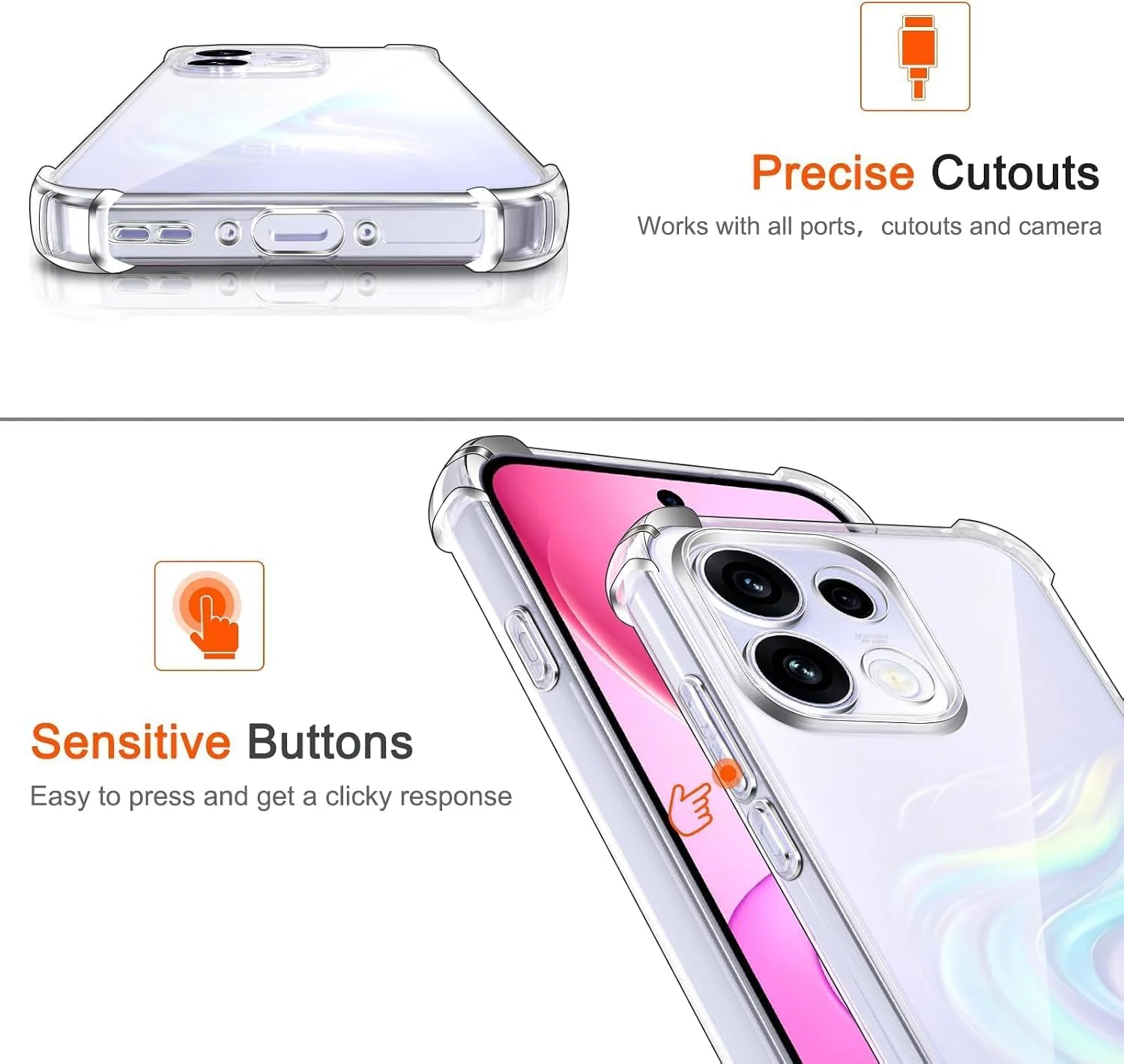 DL3 MOBILAK Clear Soft TPU Phone Case for OPPO Reno 16 Pro 5G - Clear