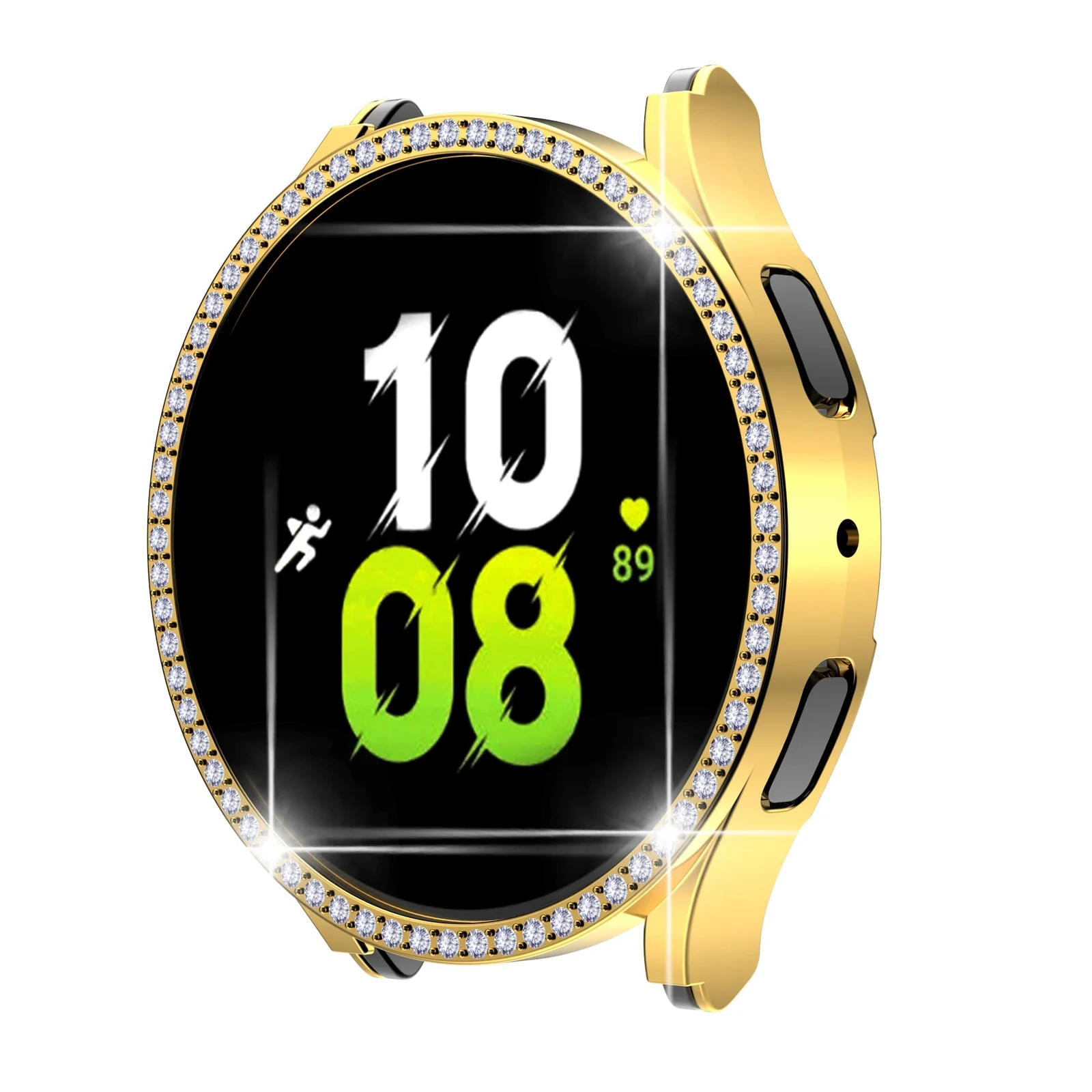 DL3 Mobilak Bumper Diamond Case Compatible with Samsung Galaxy Watch 4 Classic 46mm, Bling Crystal Diamonds PC Plastic Protector Case Cover Frame For Galaxy Watch4 Classic 46 MM - Gold