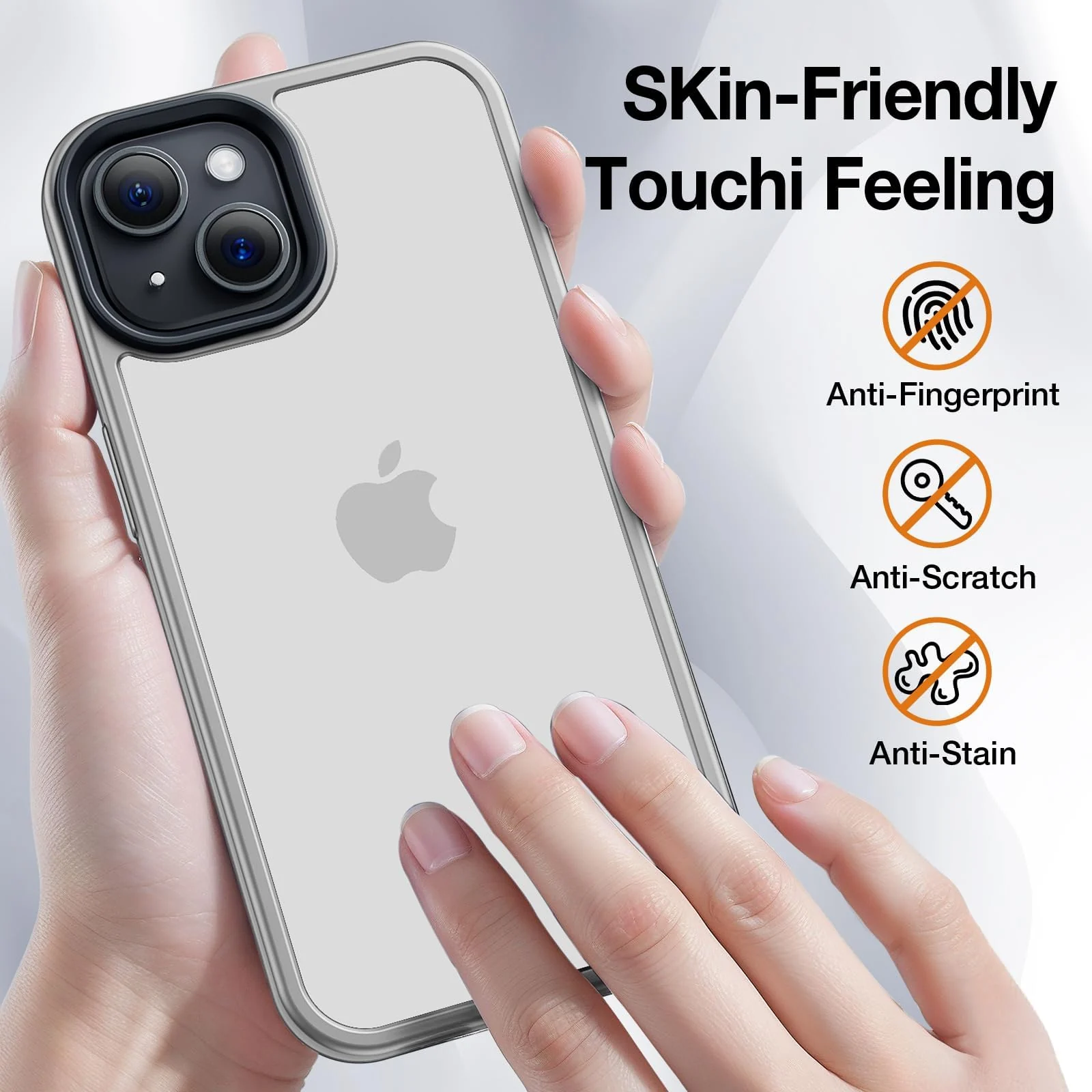 DL3 Mobilak Matte Protective Case for iPhone 13 / iPhone 14 with Camera Protection and Shockproof Design - Gray