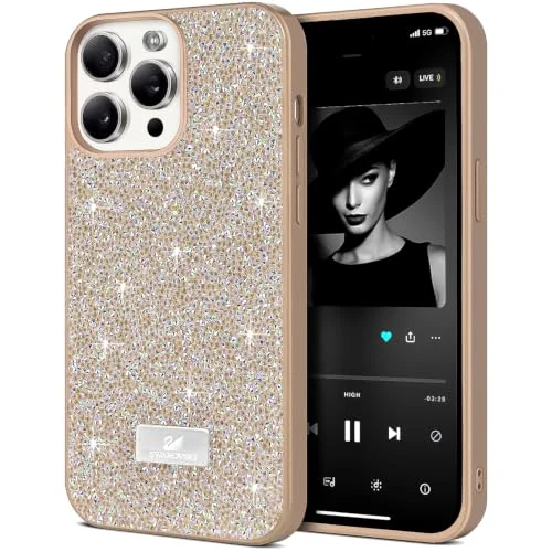 DL3 MOBILAK Case For iPhone 12/iPhone 12 Pro Case Glitter, Sparkle Diamond Crystal Bling Case with Bling, Ultra Thin Lightweight Full Body Shockproof Anti-Scratch Protective Cover - Gold&Silver