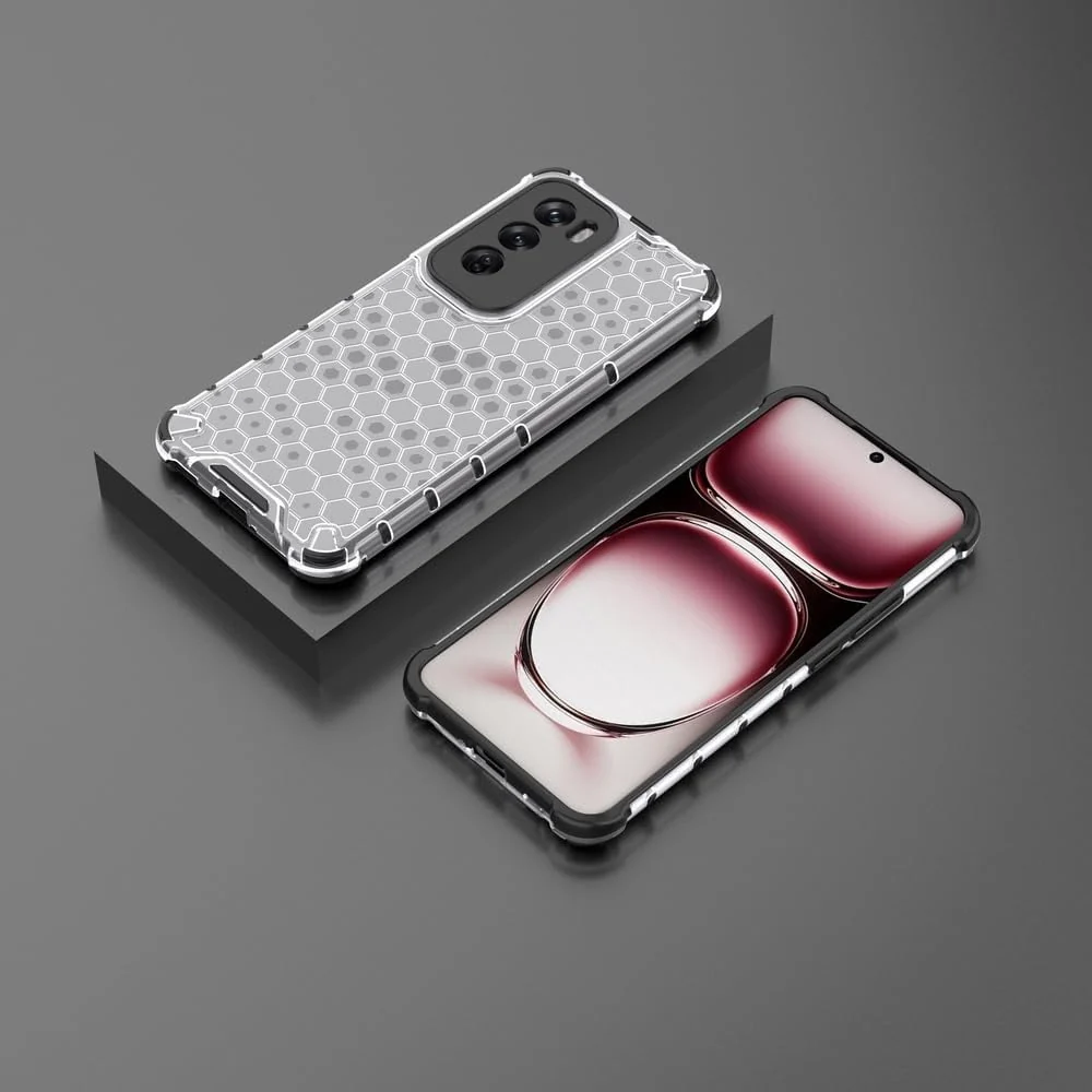 DL3 Mobilak Honeycomb Protective Case for OPPO Reno 12 Pro 5G, Shock-absorbing protection, Transparent design, Slim, lightweight profile - Clear