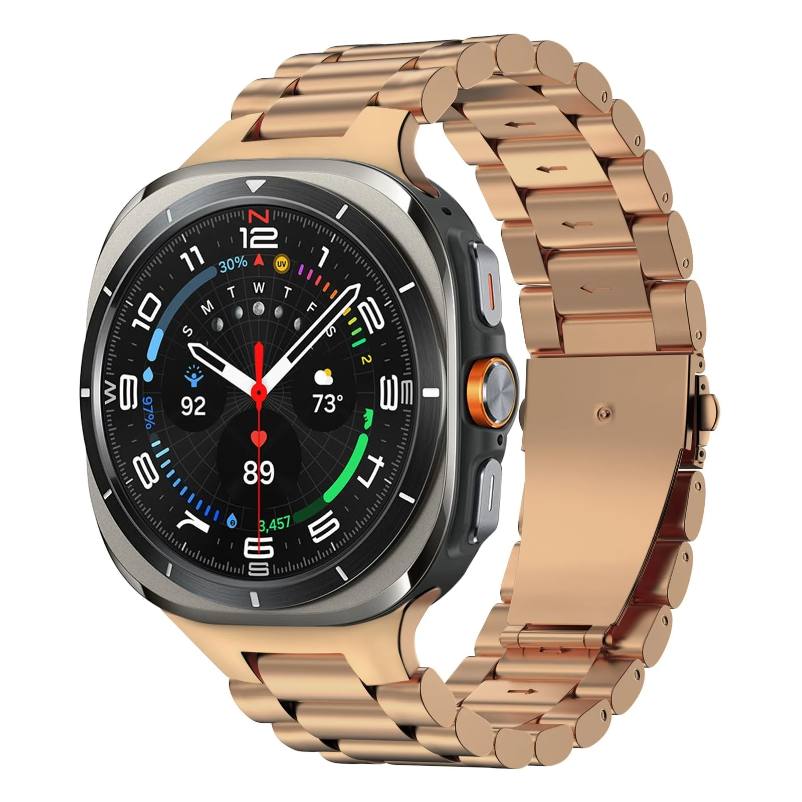 DL3 Mobilak Metal Straps Compatible with Samsung Galaxy Watch Ultra Strap 47mm, Stainless Steel Wristband Replacement Watch Strap Bands Accessories Bracelet for Galaxy Watch 7 Ultra - Rose