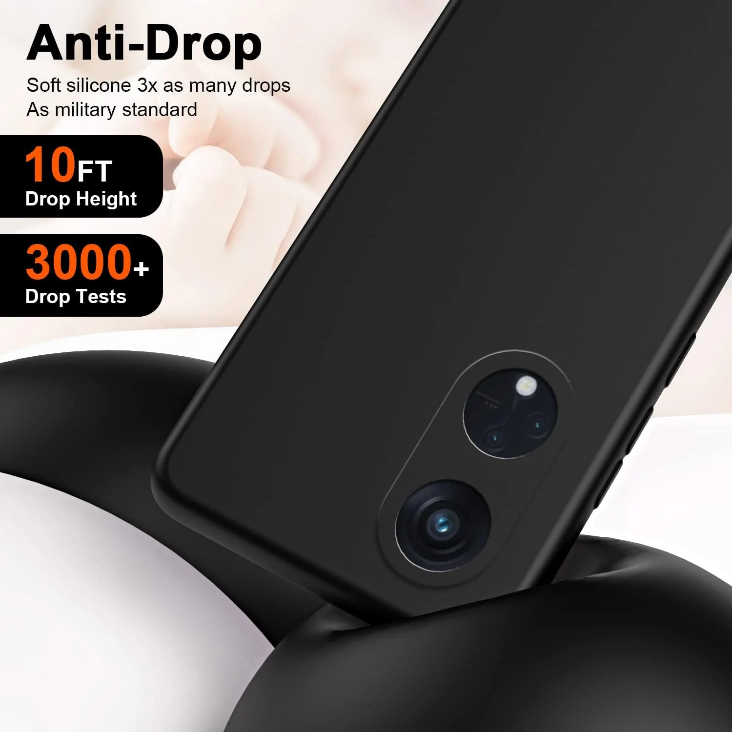 DL3 Mobilak Liquid Silicone Case for OPPO Reno 8T 5G / OPPO A1 Pro, Shock-absorbing protection, Scratch-resistant surface, Soft microfiber lining - Black