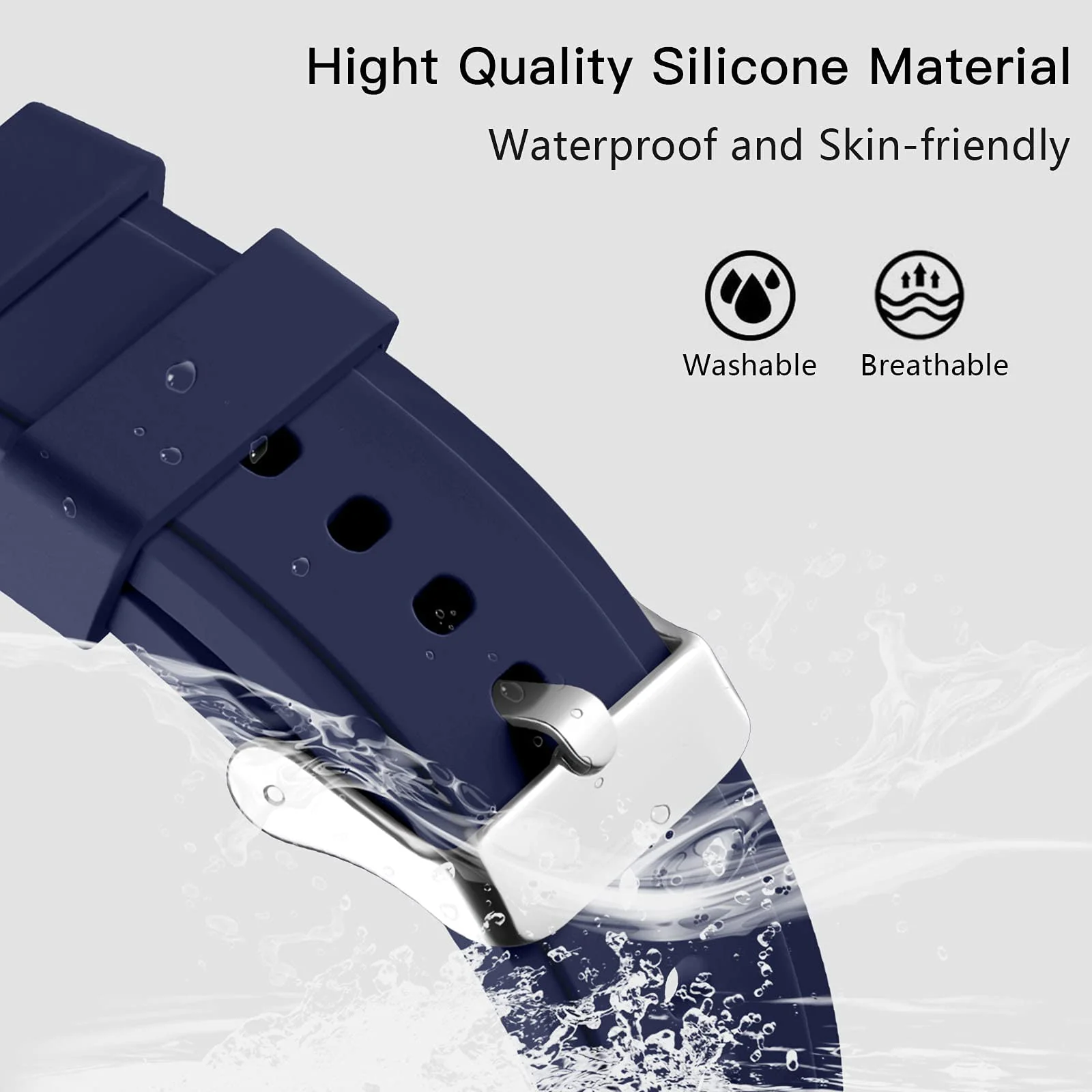 DL3 Mobilak No Gap Bands Compatible with Samsung Galaxy Watch 7 5 4 6 Band 44mm 40mm/Watch 5 Pro 45mm/Galaxy Watch 4 Classic 46mm 42mm Strap,20mm Quick Release Sport Replacement Bands for Women Men - Navy Blue