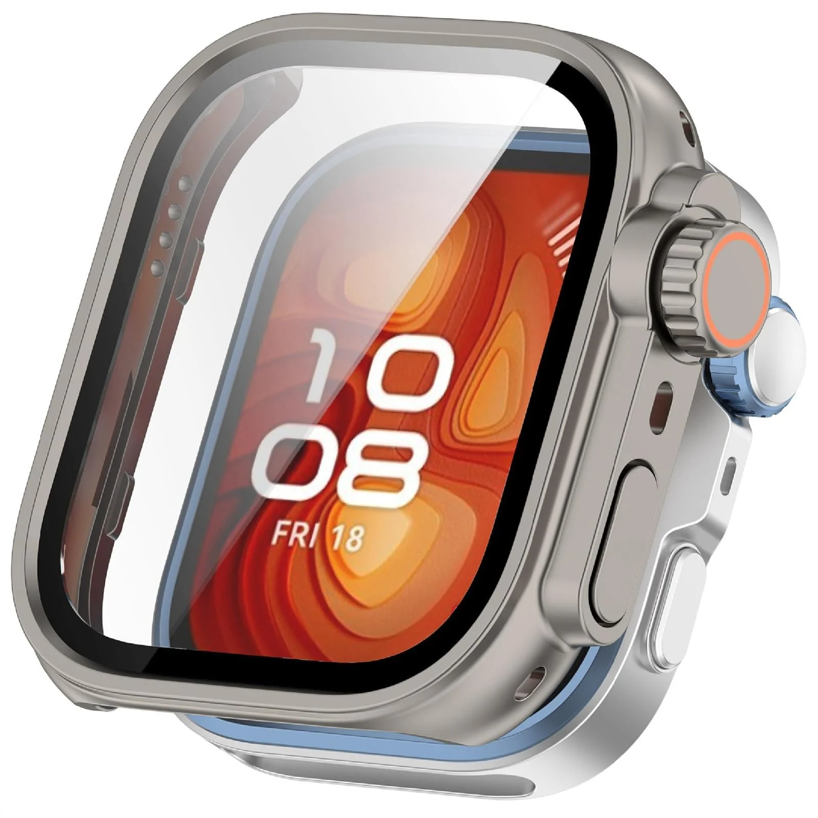 DL3 Mobilak for Huawei Watch Fit 4 Pro 2025 Case Screen Protector, [Looks Like iWatch Ultra Case] Built-in Tempered Glass Screen Unique Design Case Cover for Huawei Watch Fit4 Pro - Titanium
