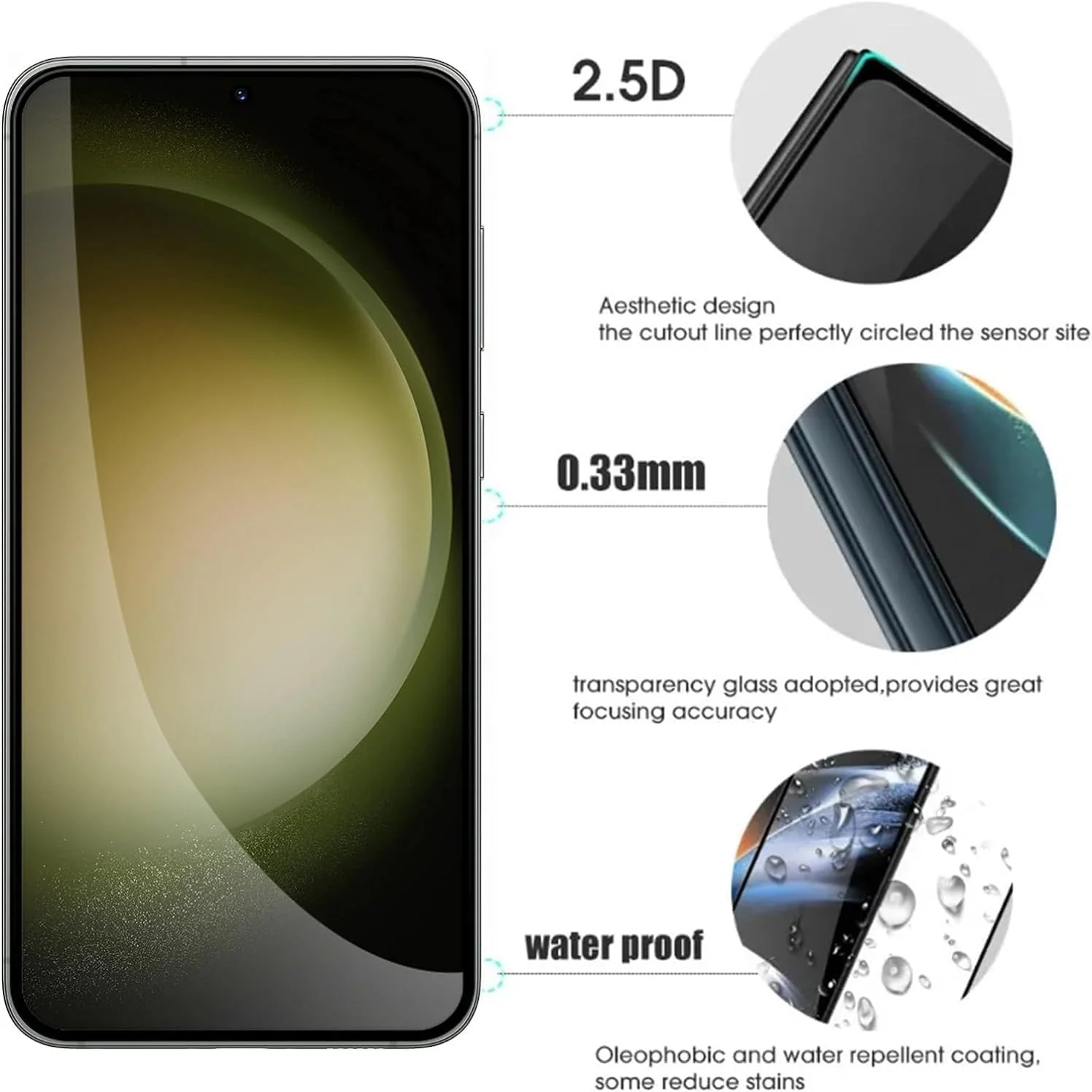 DL3 Mobilak 5D Curved Full Glass Screen Protector For Samsung Galaxy S24 Plus Frame Protector - Black