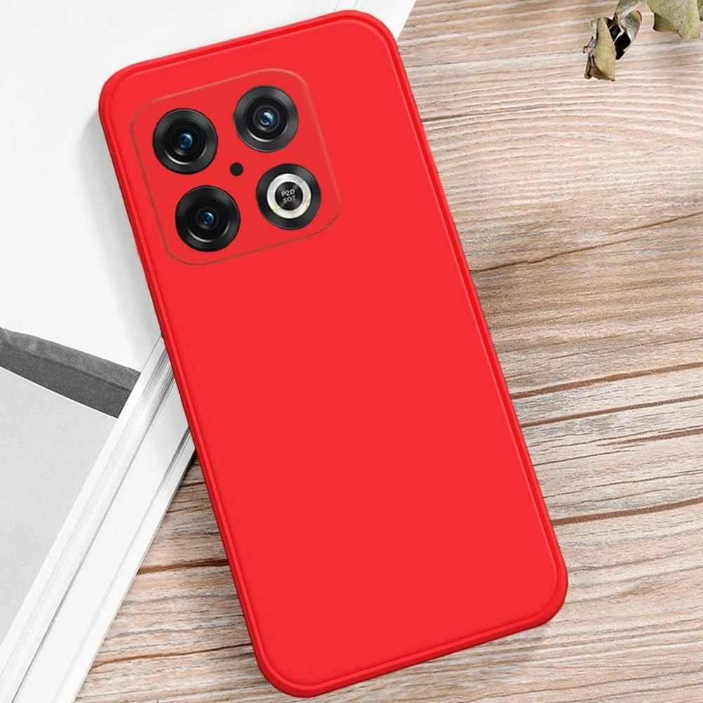 DL3 Mobilak Silicone Protective Case for OnePlus 10 Pro, Shock-absorbing protection, Scratch-resistant surface, Soft microfiber lining - Red