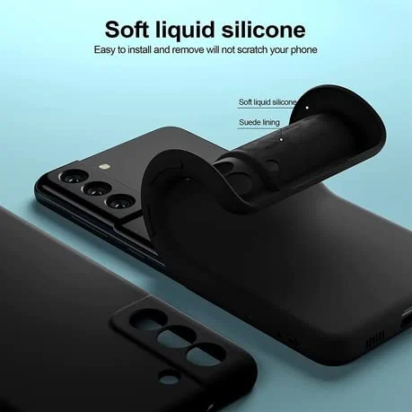 DL3 Mobilak Samsung S21 FE Case, Soft Flexible Silicone Gel Rubber Bumper Cover, Slim Fit Full Body Shockproof Protective Phone Case for Samsung S21 FE - Black