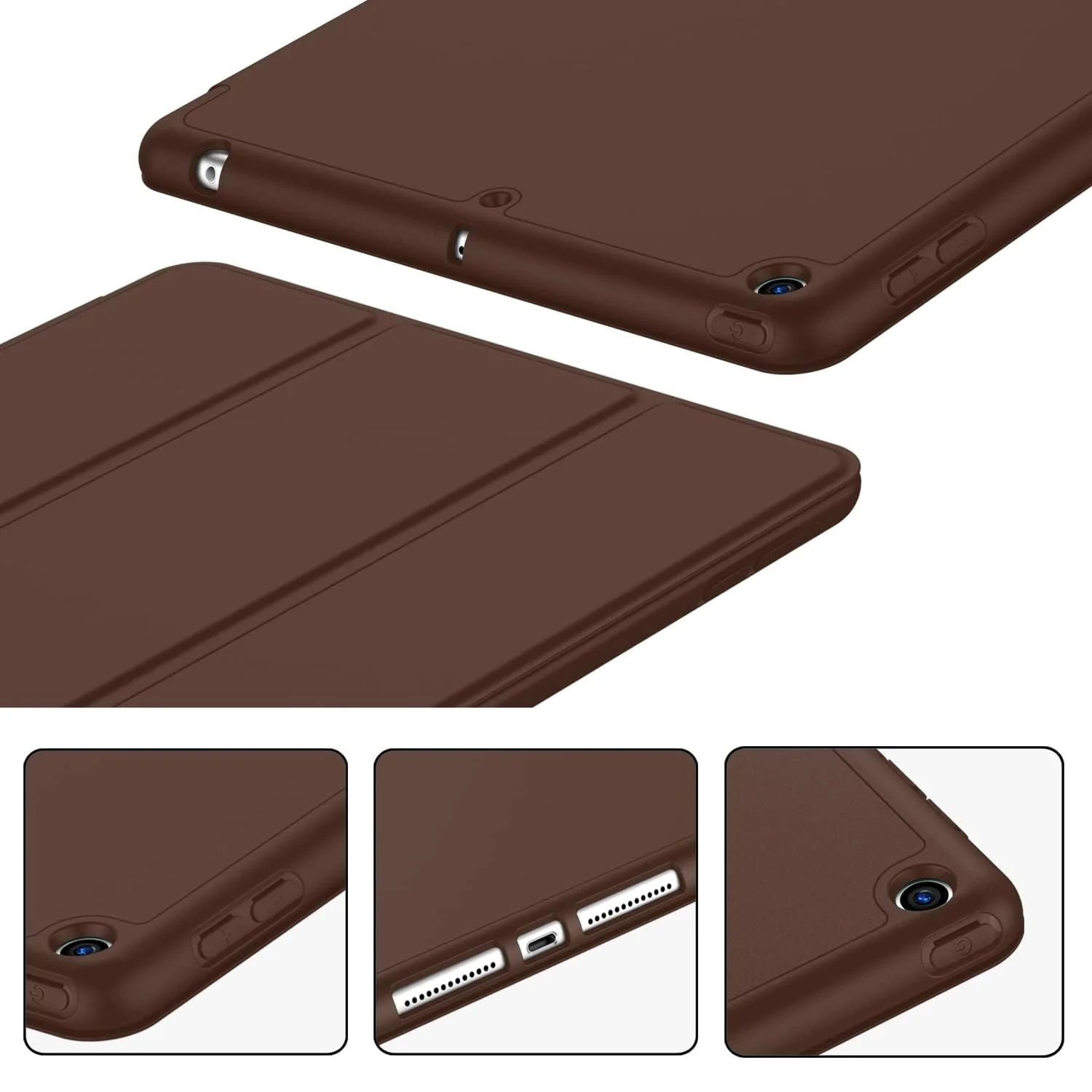 DL3 Mobilak iPad 9th/ 8th/ 7th Generation, Case for iPad 10.2-Inch 2021/2020/ 2019 with Pencil Holder, iPad 7th Gen 2019 Case with Soft Silicone Back, Auto Wake/Sleep Cover - Dark Brown